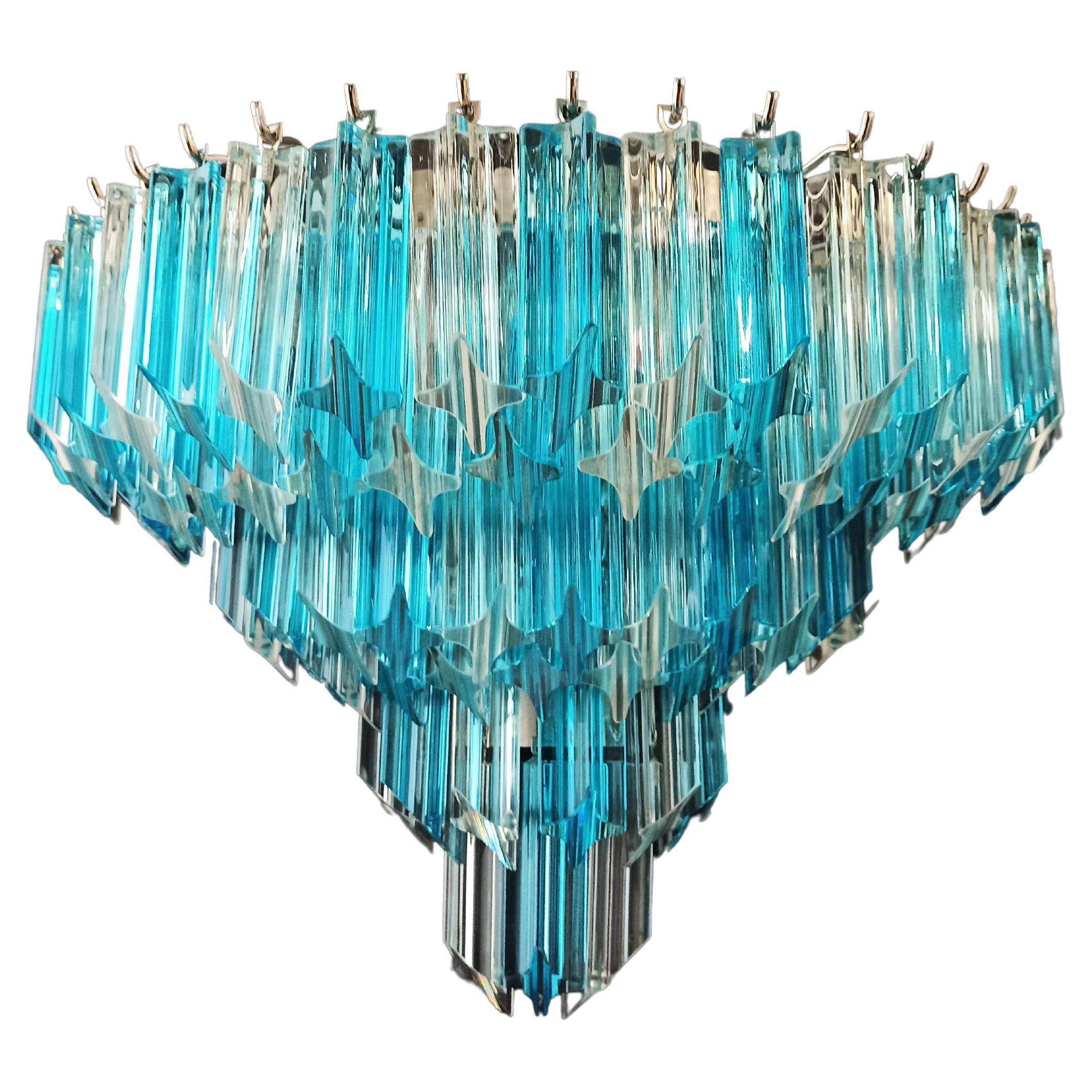 Pair of Vintage Murano Wall Sconce, 63 Clear and Blue Quadriedri