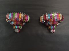 Paire d'appliques murales vintage de Murano - 63 « quadriedri » multicolores