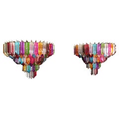 Paire d'appliques murales vintage de Murano, 63 Quadriedri multicolores