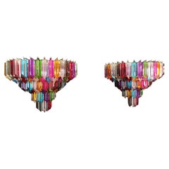 Coppia di applique vintage di Murano - 63 quadriedri multicolori