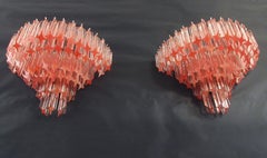 Paire d'appliques murales vintage de Murano:: 63 Pink Quadriedri