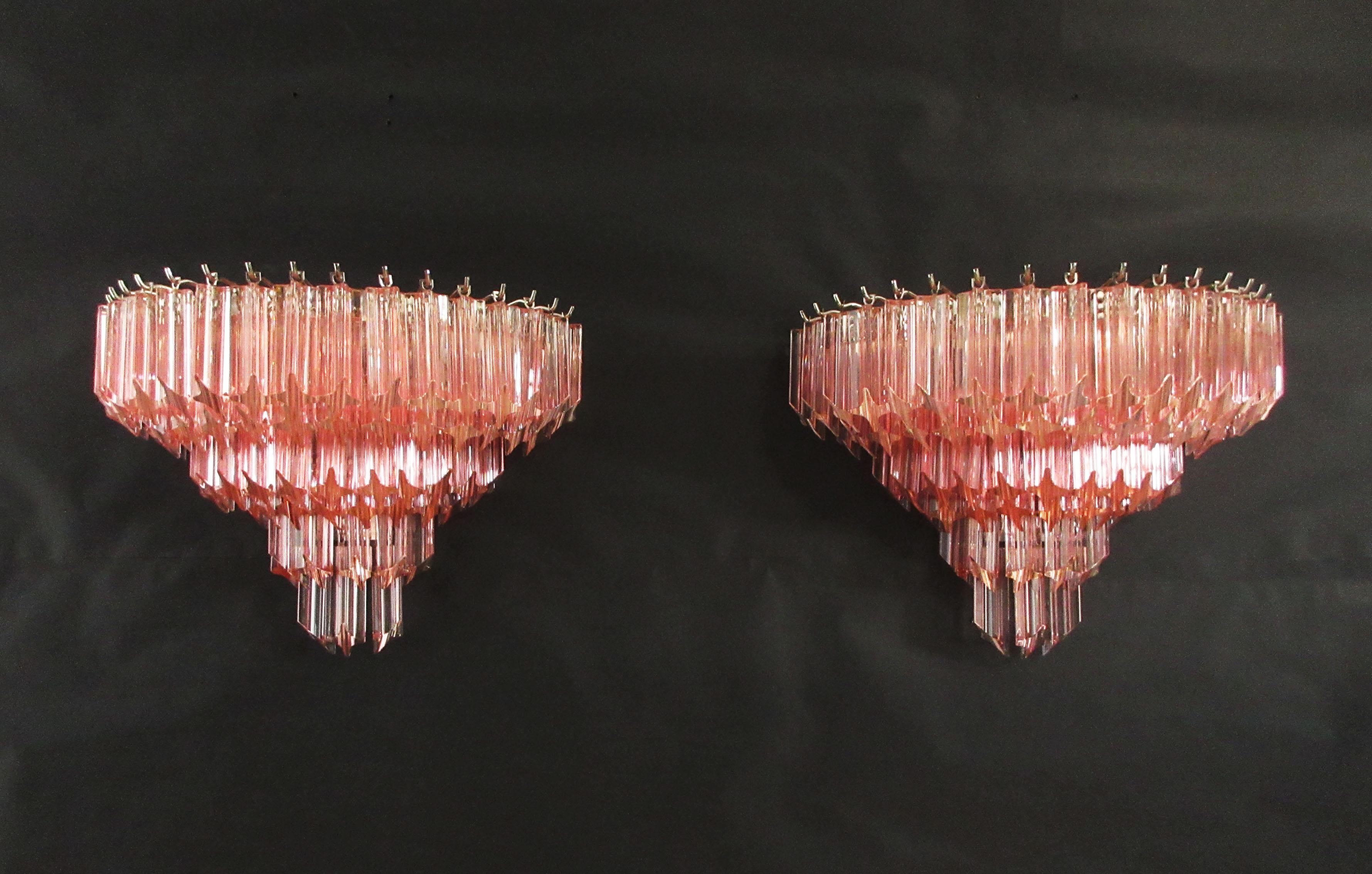 Art Glass Pair of vintage Murano wall sconce – 63 pink quadriedri