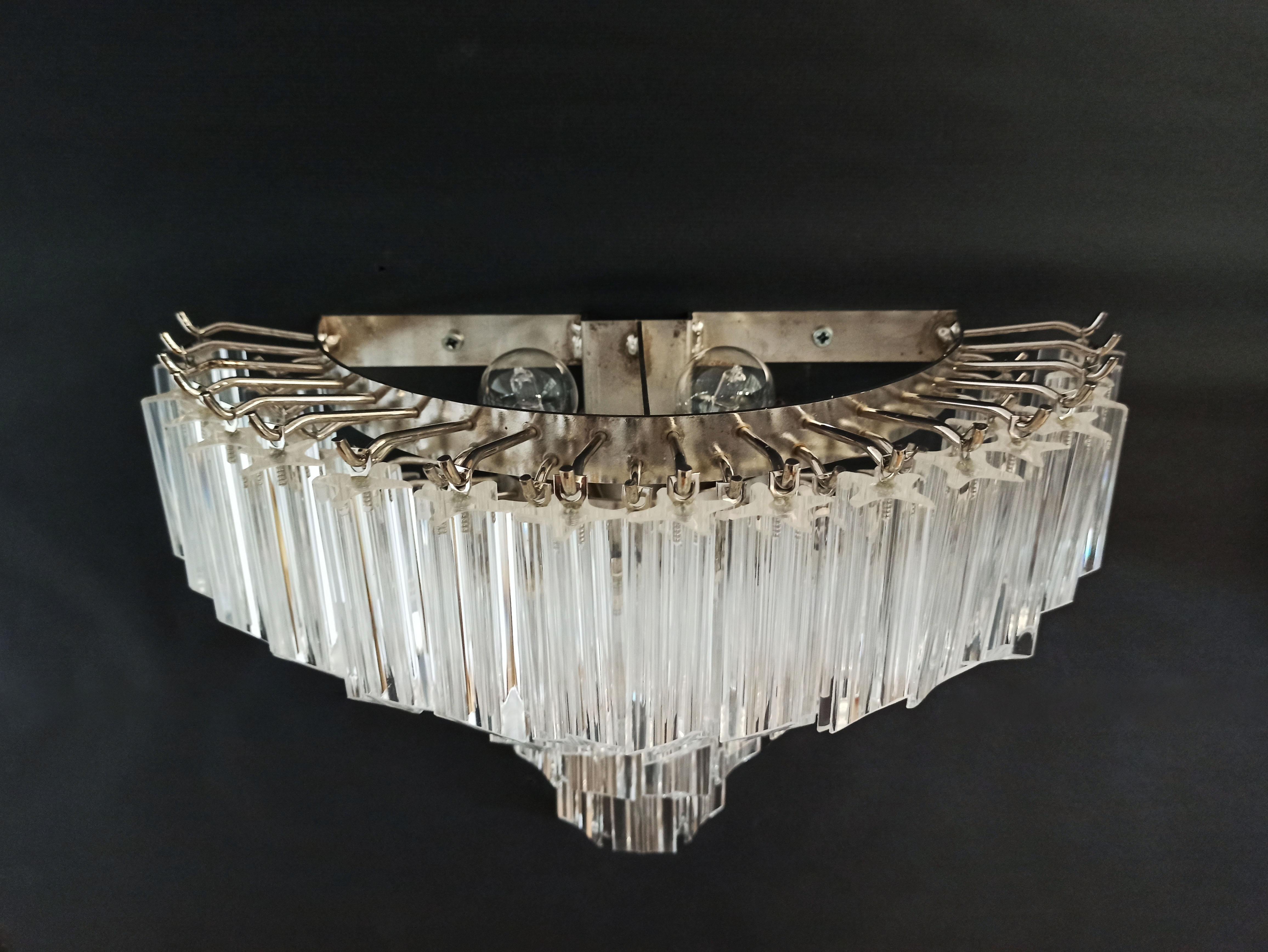 Pair of Vintage Murano Wall Sconce, 63 Trasparent Quadriedri For Sale 4