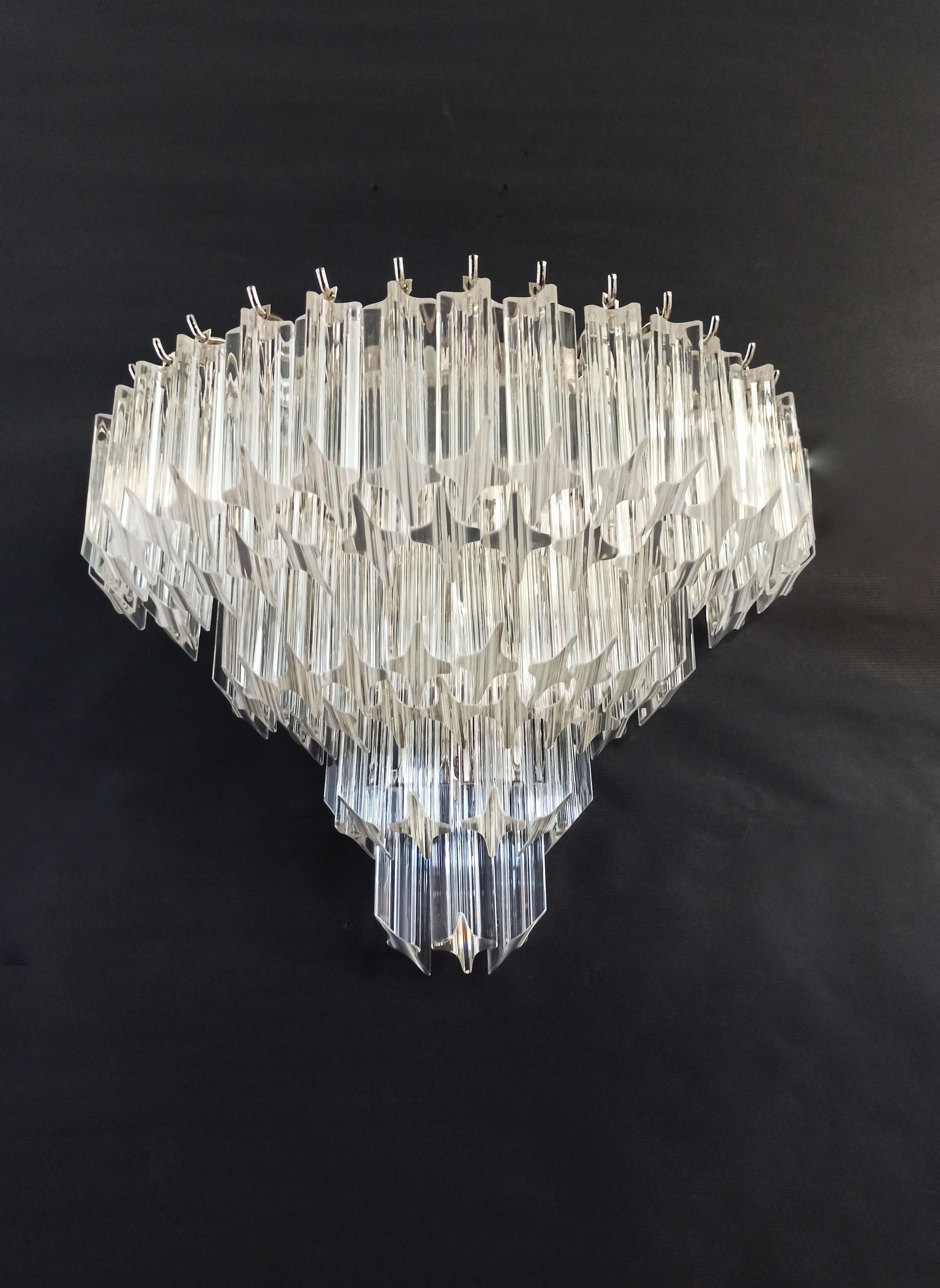 Italian Pair of Vintage Murano Wall Sconce, 63 Trasparent Quadriedri For Sale