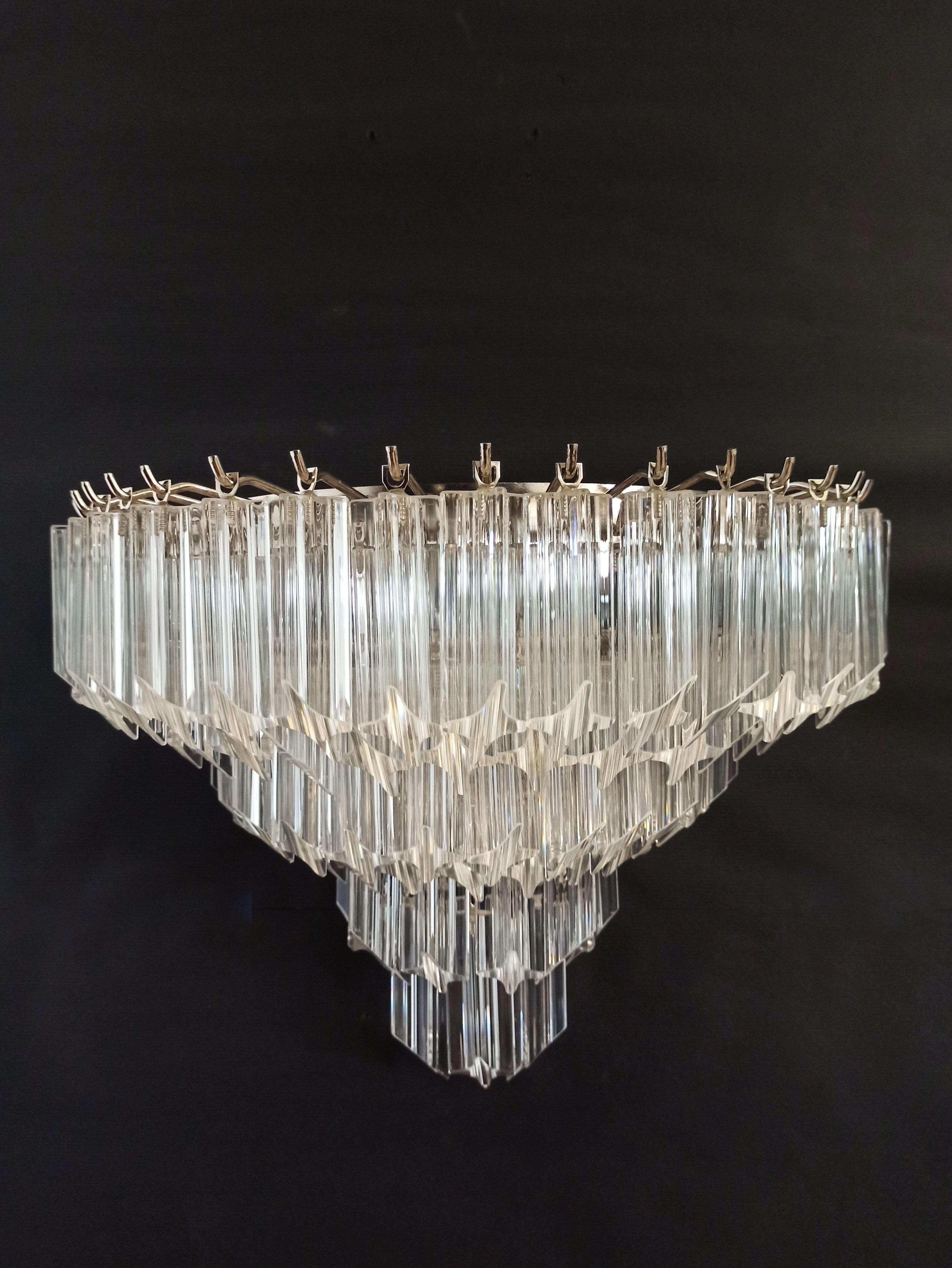 Pair of Vintage Murano Wall Sconce, 63 Trasparent Quadriedri In Good Condition For Sale In Gaiarine Frazione Francenigo (TV), IT