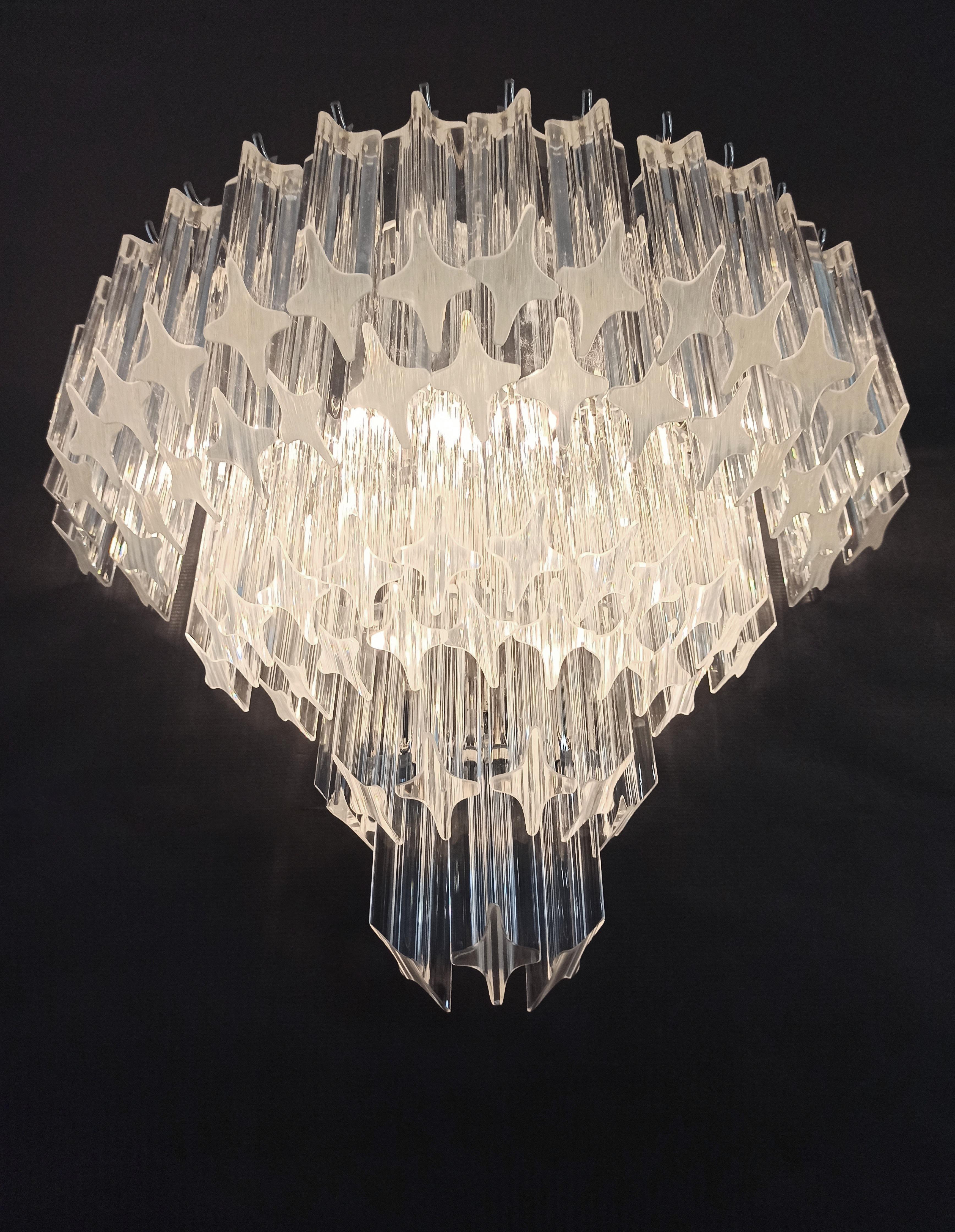 Late 20th Century Pair of Vintage Murano Wall Sconce, 63 Trasparent Quadriedri For Sale
