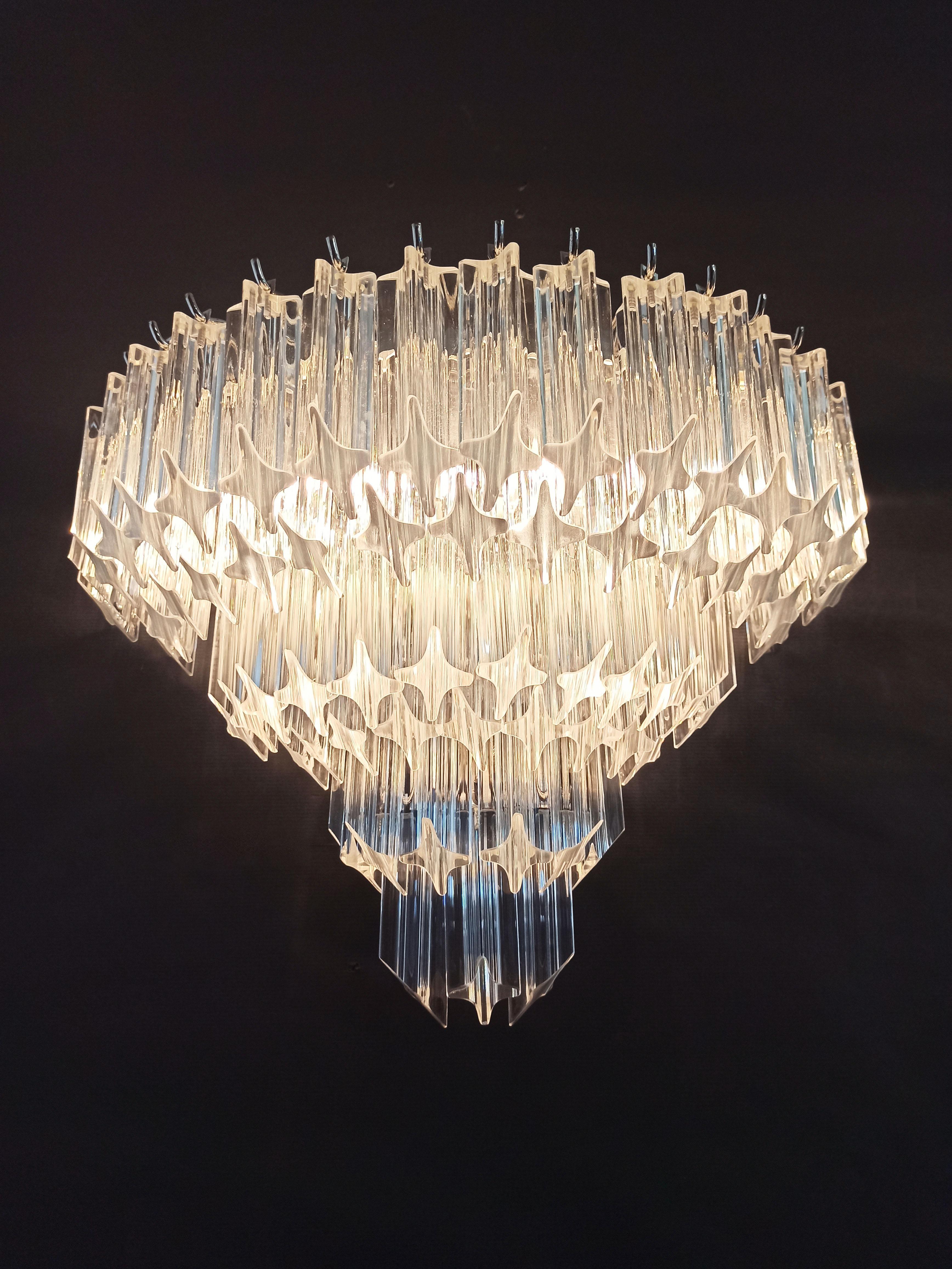 Blown Glass Pair of Vintage Murano Wall Sconce, 63 Trasparent Quadriedri For Sale