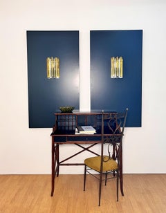 Pair of vintage Murano wall sconce – 9 AMBER AND CLEAR triedri