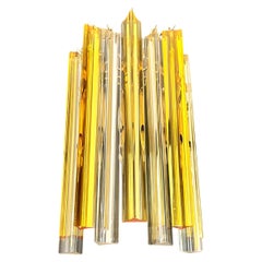 Pair of vintage Murano wall sconce – 9 AMBER AND CLEAR triedri