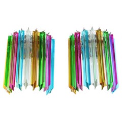 Pair of vintage Murano wall sconce – 9 multicolor quadriedri