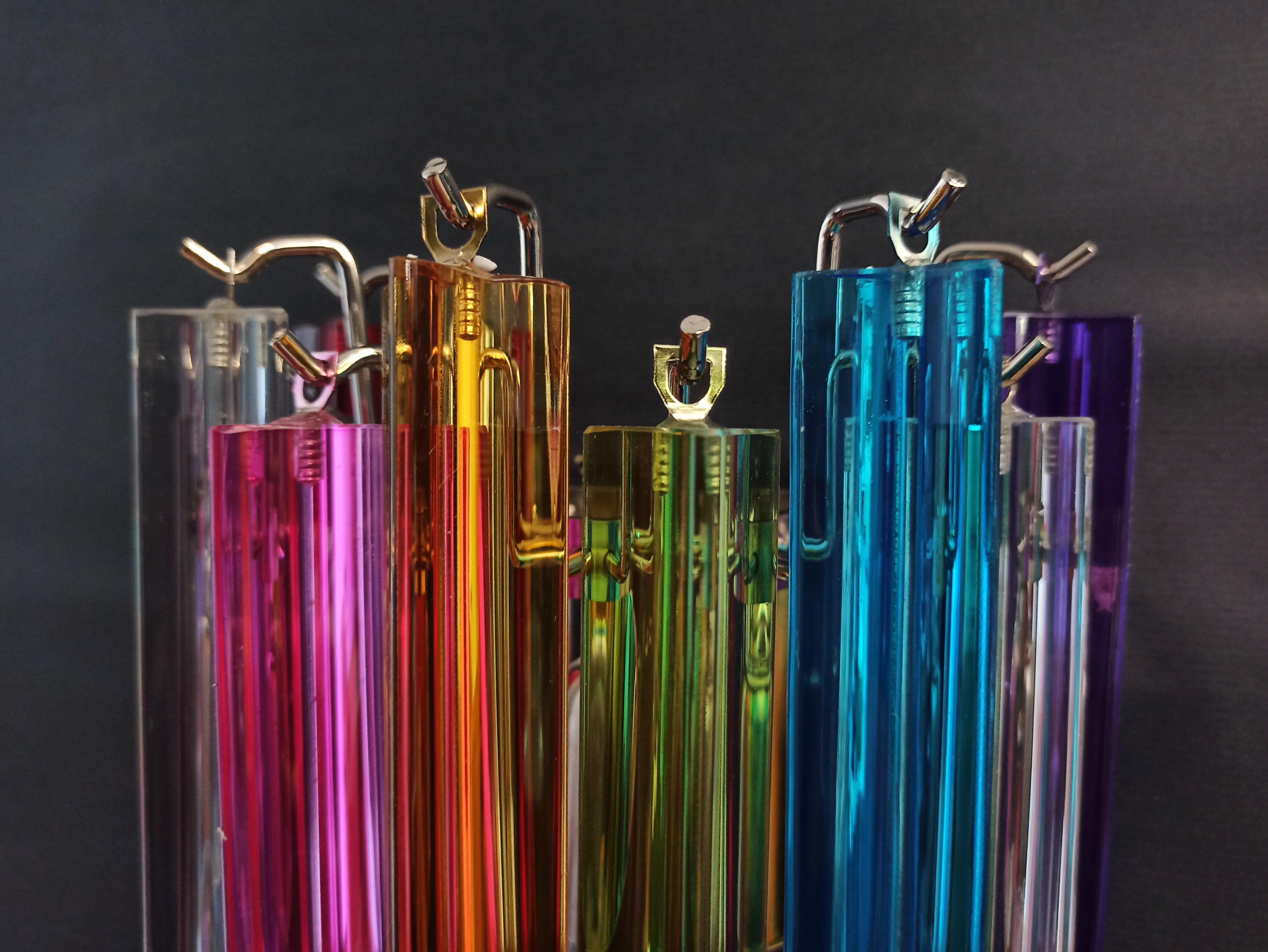 Paar Vintage-Murano-Wandleuchter, 9 mehrfarbige Triedri-Wandleuchter im Angebot 5