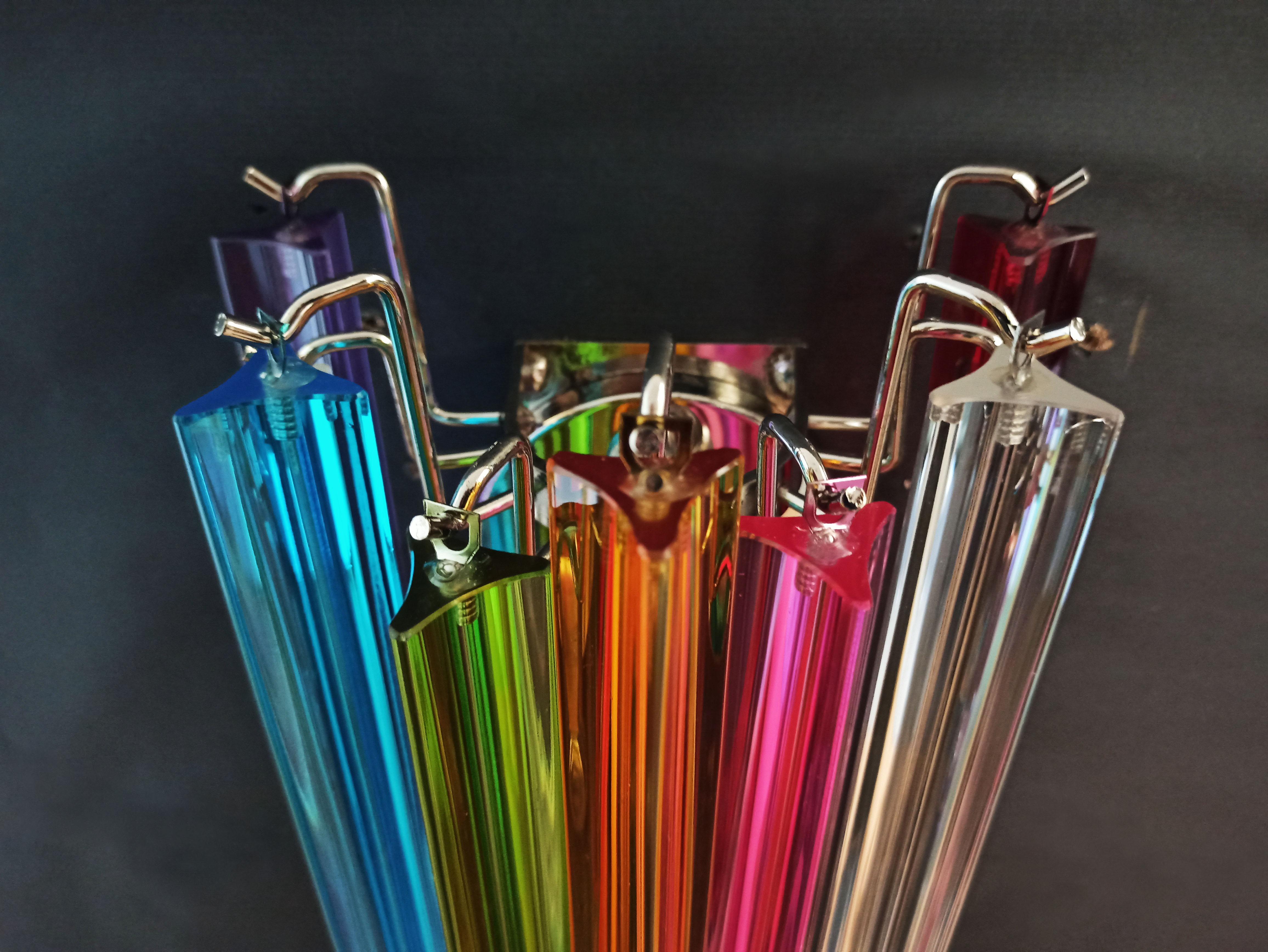 Paar Vintage-Murano-Wandleuchter, 9 mehrfarbige Triedri-Wandleuchter im Angebot 7