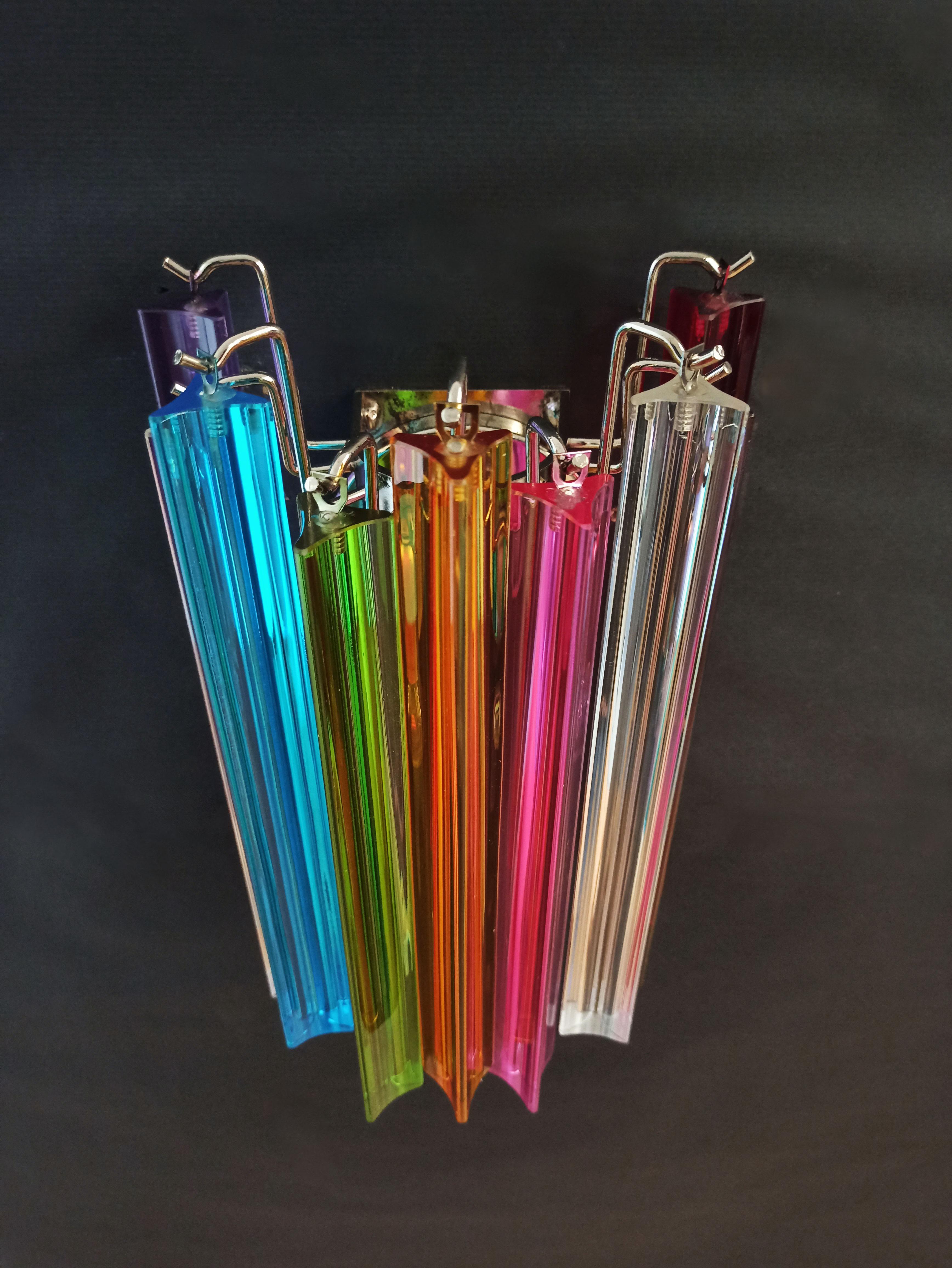 Paar Vintage-Murano-Wandleuchter, 9 mehrfarbige Triedri-Wandleuchter im Angebot 8