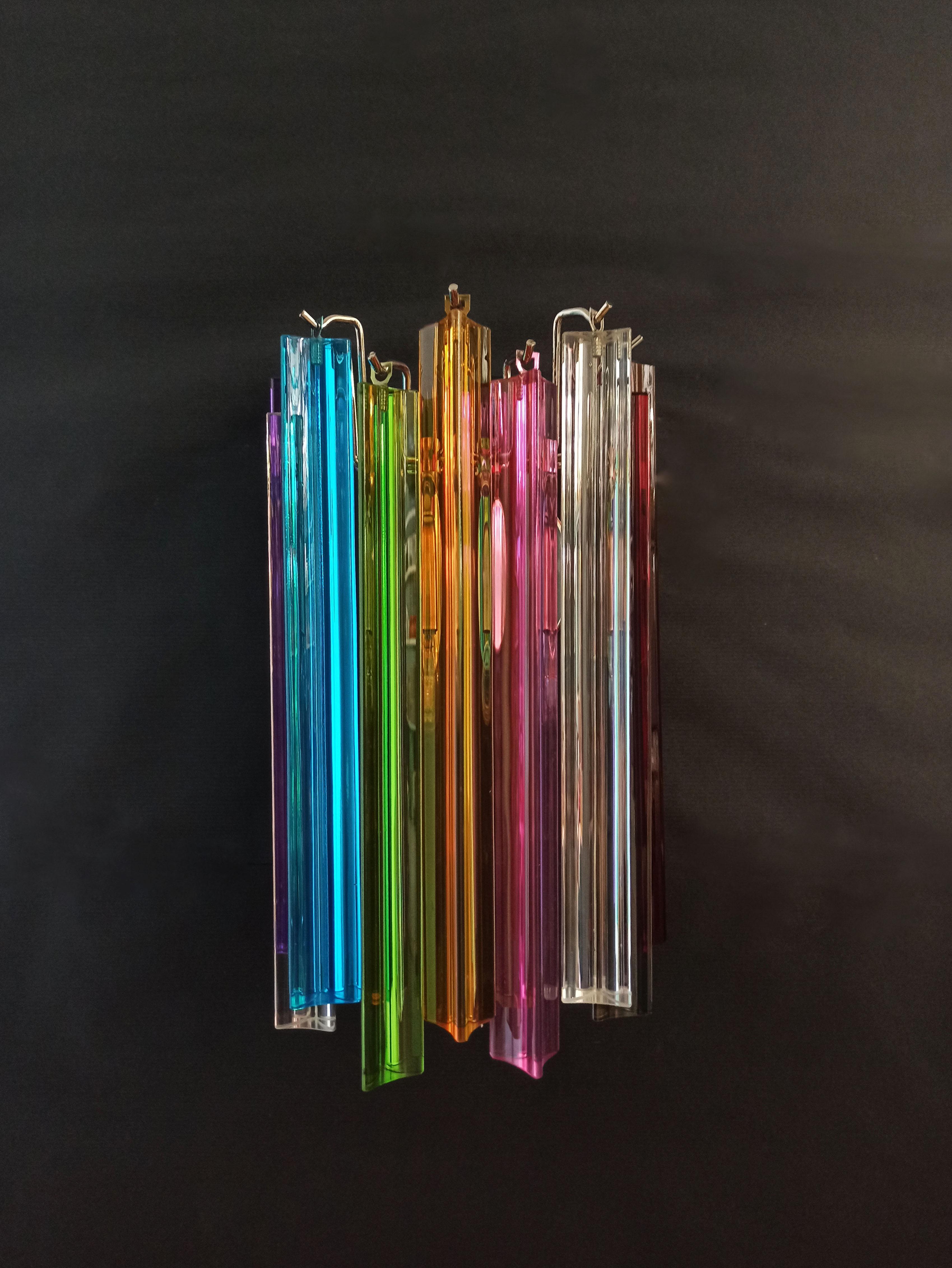 Paar Vintage-Murano-Wandleuchter, 9 mehrfarbige Triedri-Wandleuchter im Angebot 10