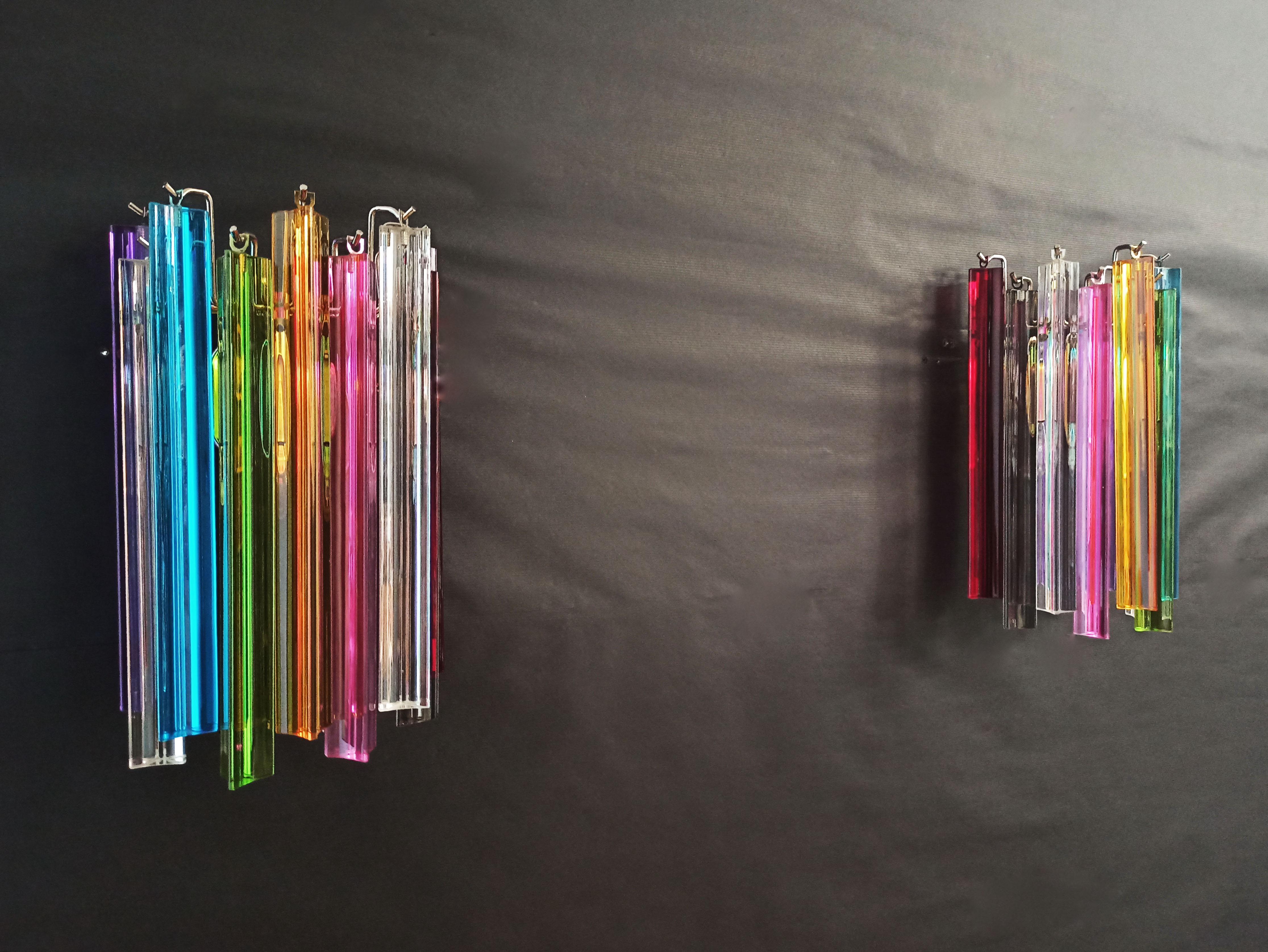 Paar Vintage-Murano-Wandleuchter, 9 mehrfarbige Triedri-Wandleuchter im Angebot 11