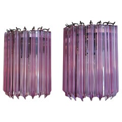 Pair of Retro Murano Wall Sconce, 9 Pink Quadriedri