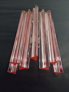Pair of Vintage Murano Wall Sconce, 9 Pink Triedri