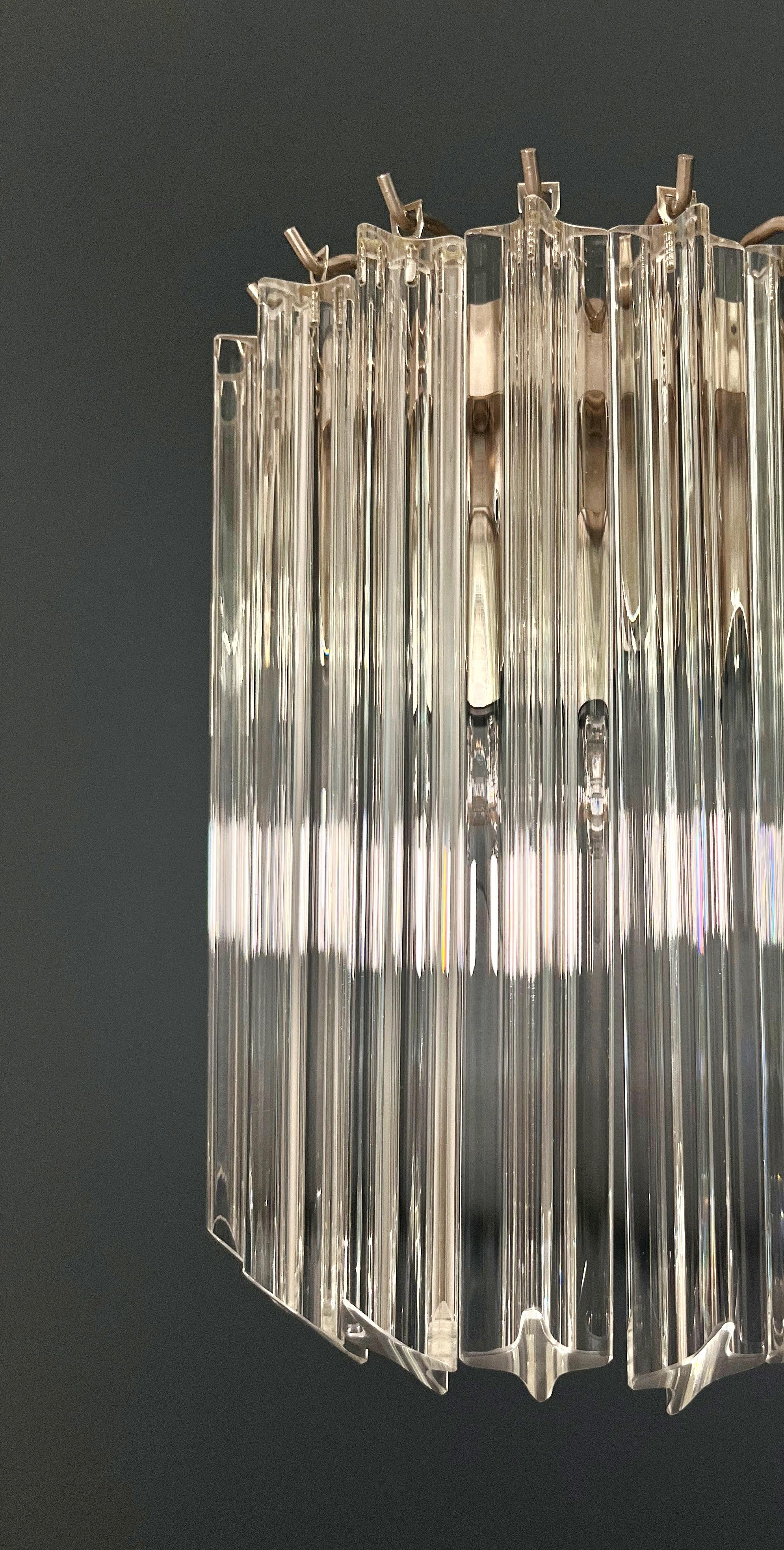 Art Glass Pair of Vintage Murano Wall Sconce, 9 Trasparent Quadriedri