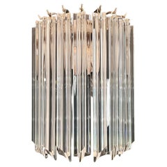 Pair of Vintage Murano Wall Sconce, 9 Trasparent Quadriedri