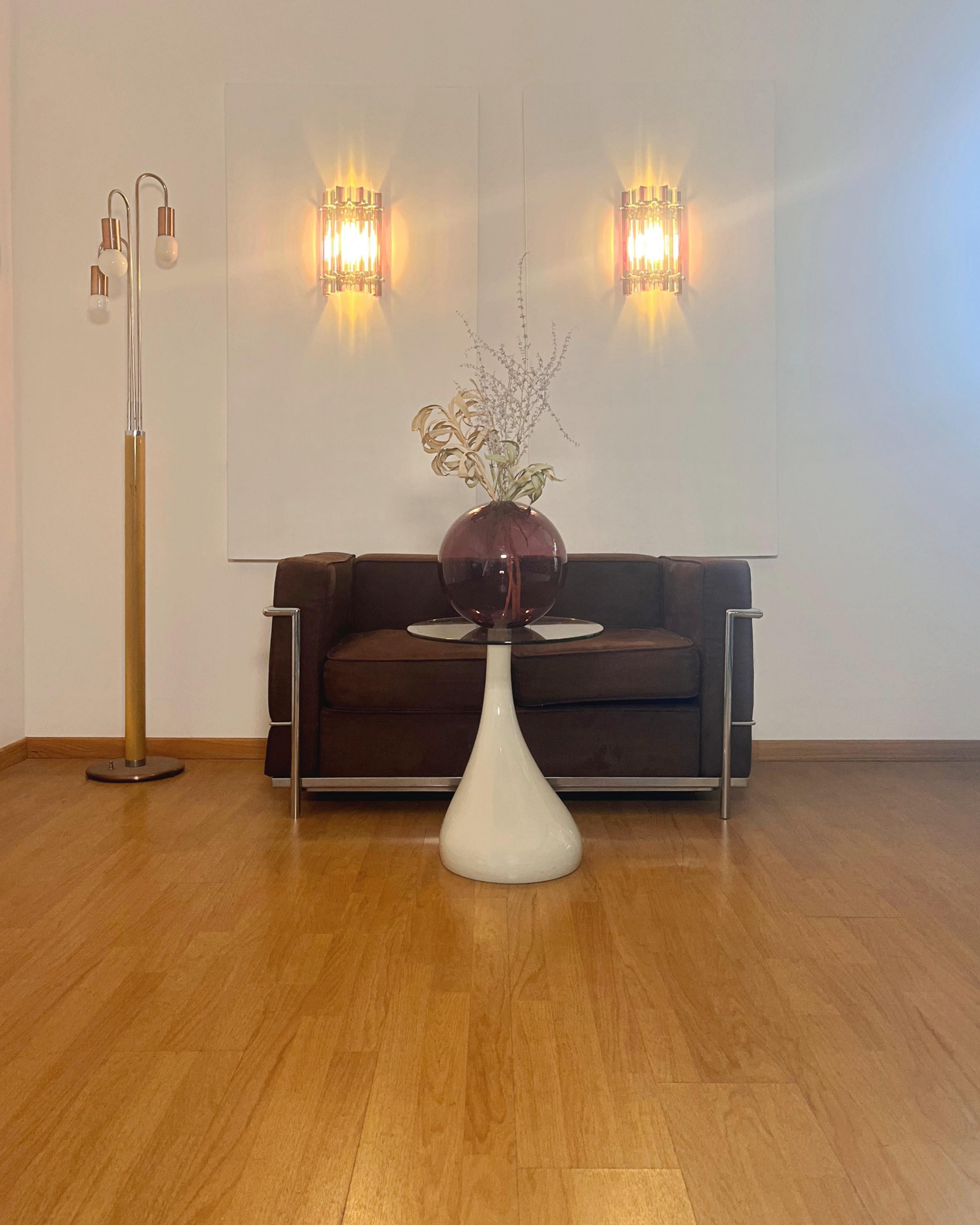 Pareja de apliques vintage de Murano - transparentes  y amatista triedri - Modelo de columna en venta 2