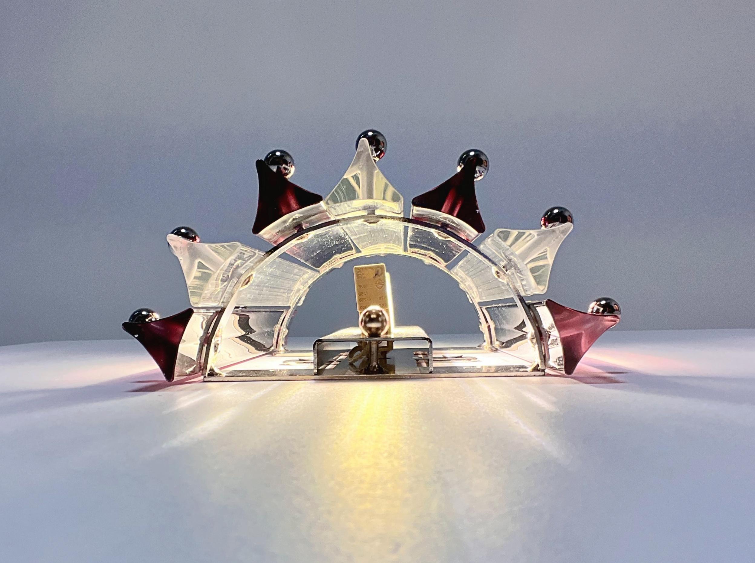 Pareja de apliques vintage de Murano - transparentes  y amatista triedri - Modelo de columna en venta 7