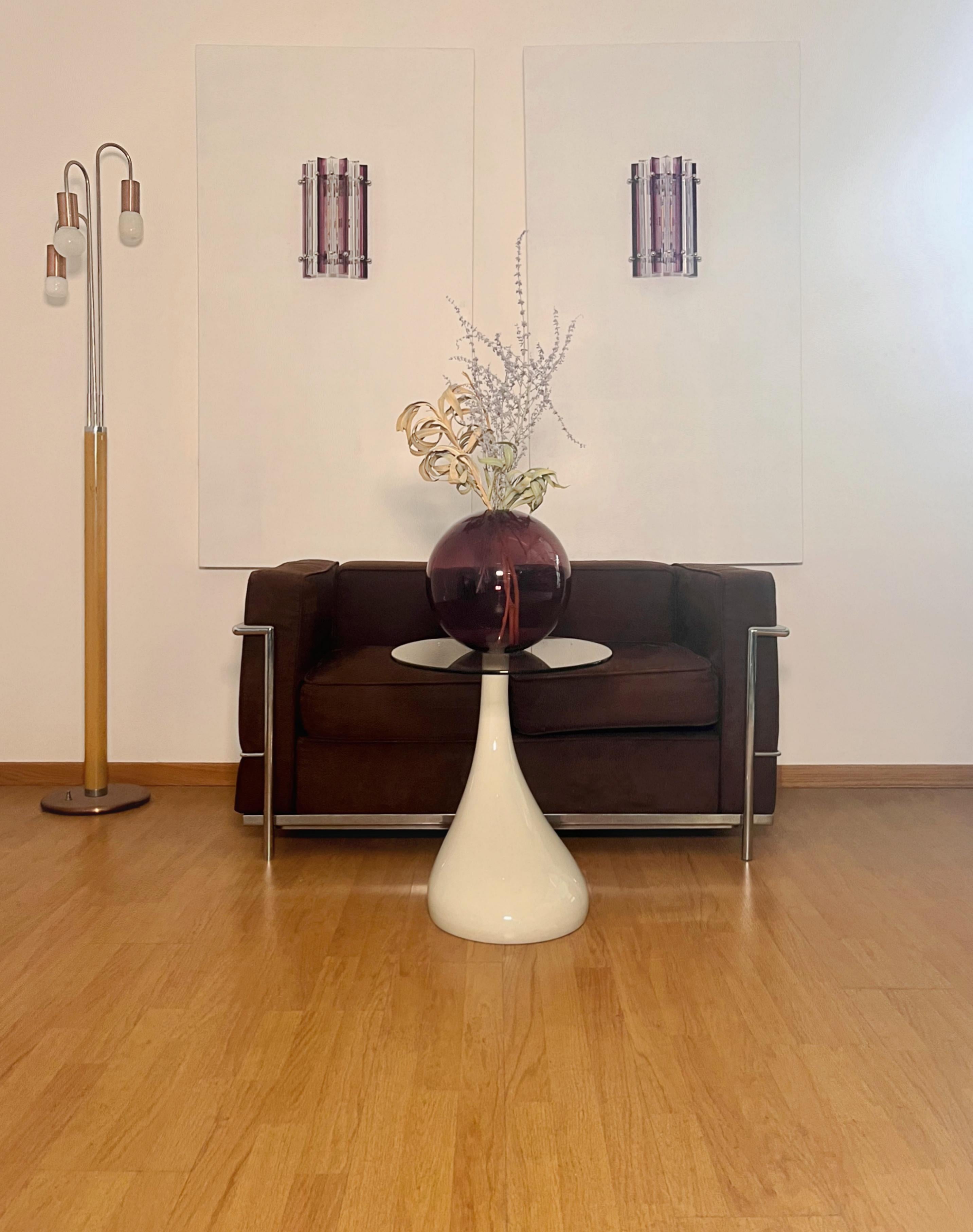 Pareja de apliques vintage de Murano - transparentes  y amatista triedri - Modelo de columna Moderno de mediados de siglo en venta