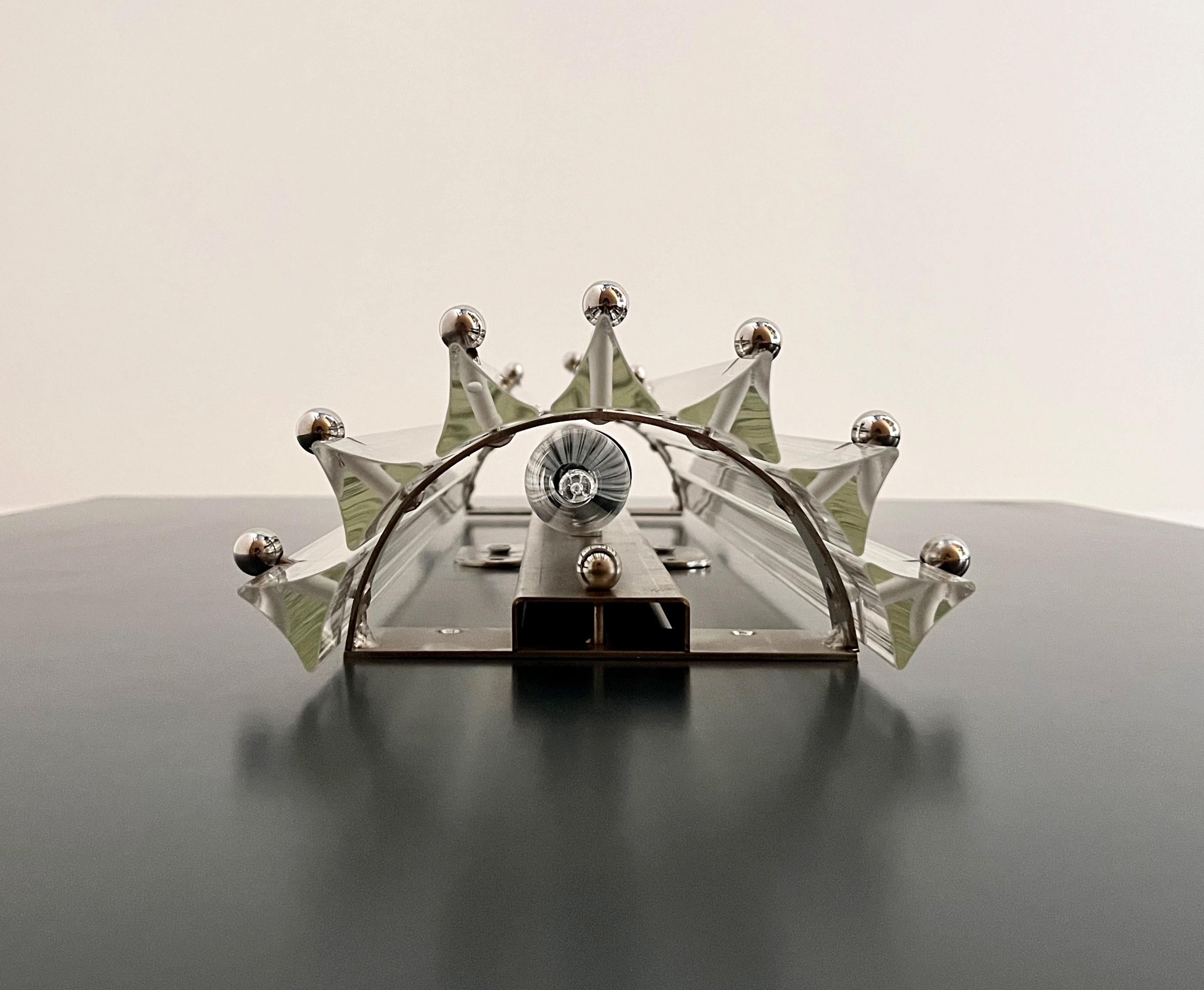 Coppia di applique vintage di Murano - triedri trasparenti - modello a colonna in vendita 2