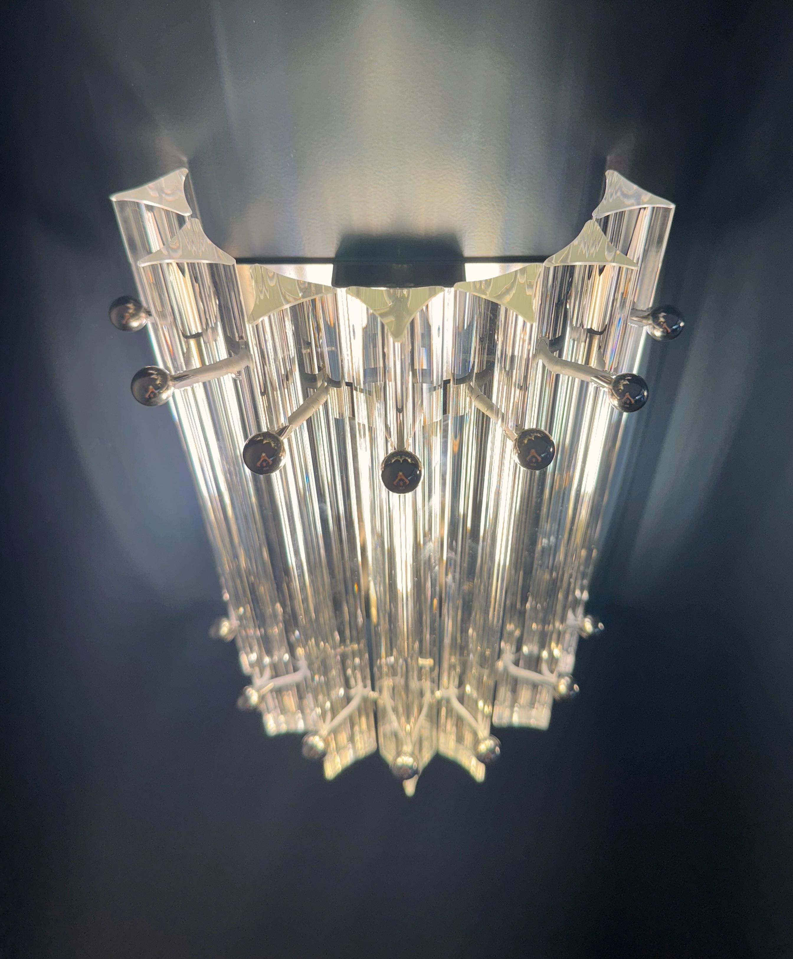 Pair of vintage Murano wall sconce – clear triedri -Column model For Sale 6