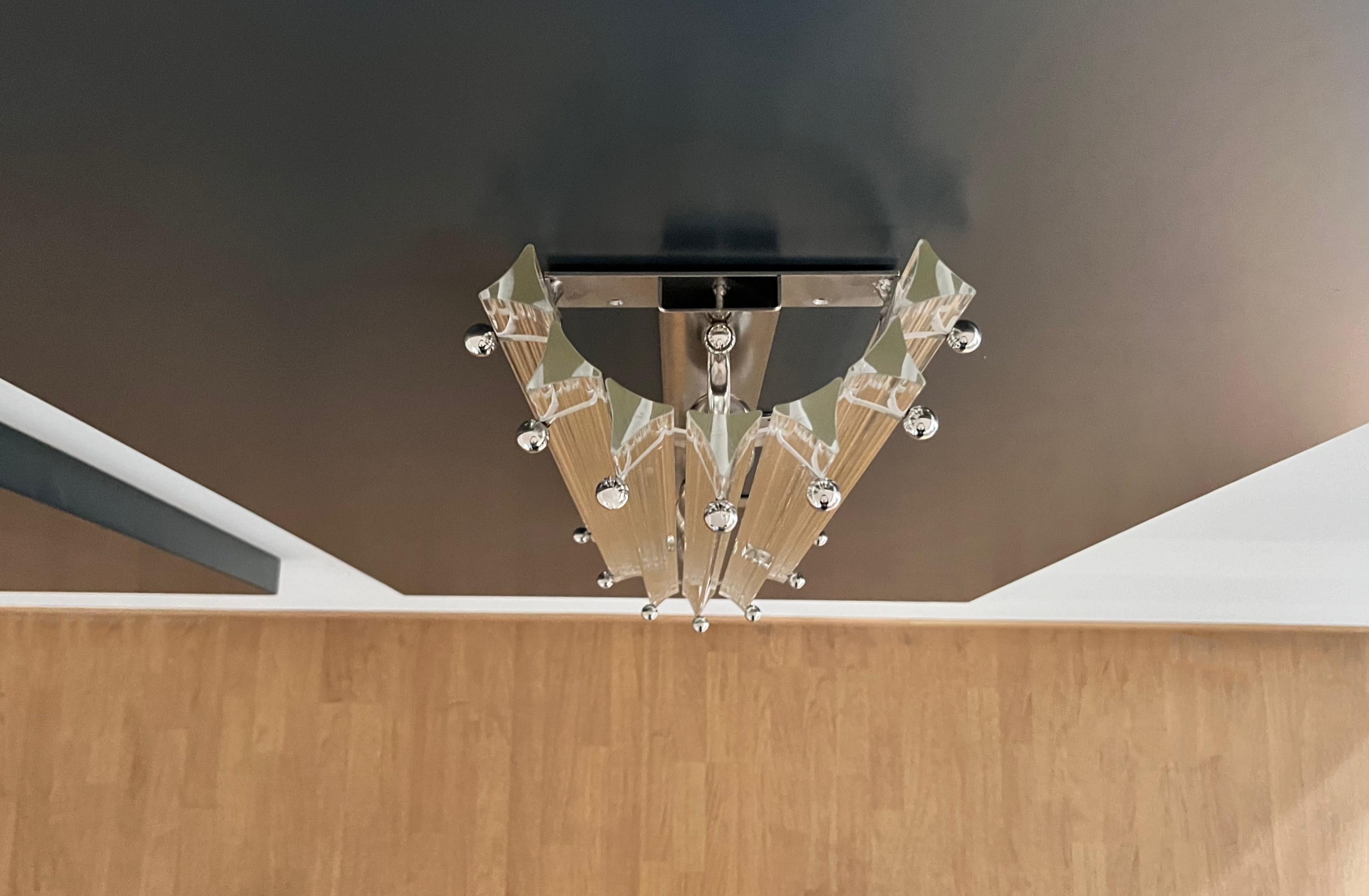 Coppia di applique vintage di Murano - triedri trasparenti - modello a colonna in vendita 8