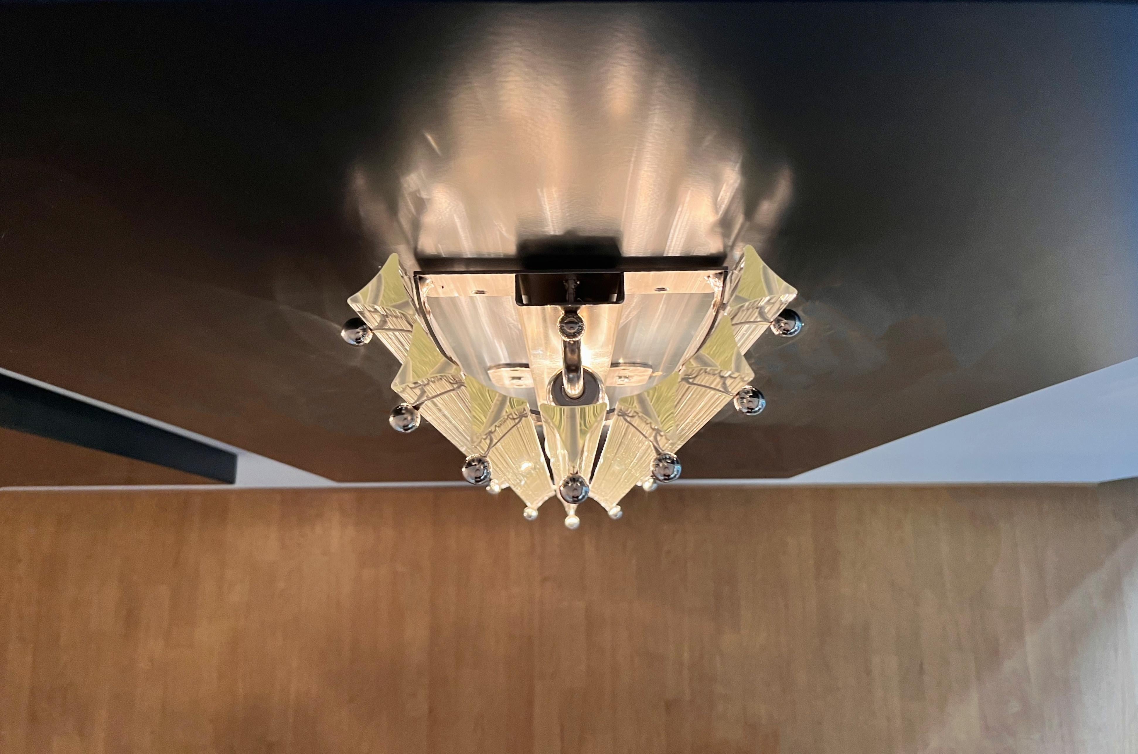 Coppia di applique vintage di Murano - triedri trasparenti - modello a colonna in vendita 9