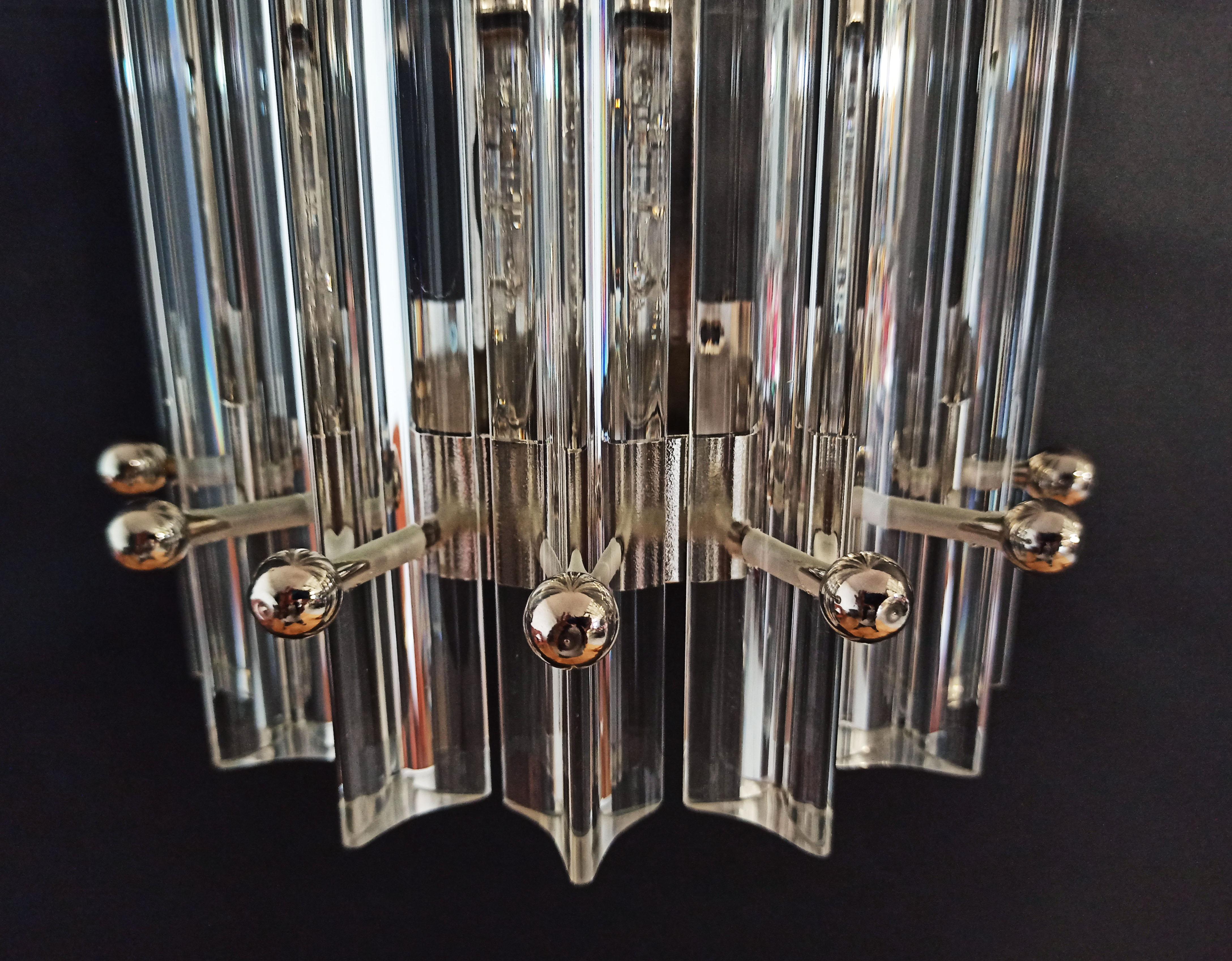 Pair of vintage Murano wall sconce – clear triedri - Column model For Sale 10