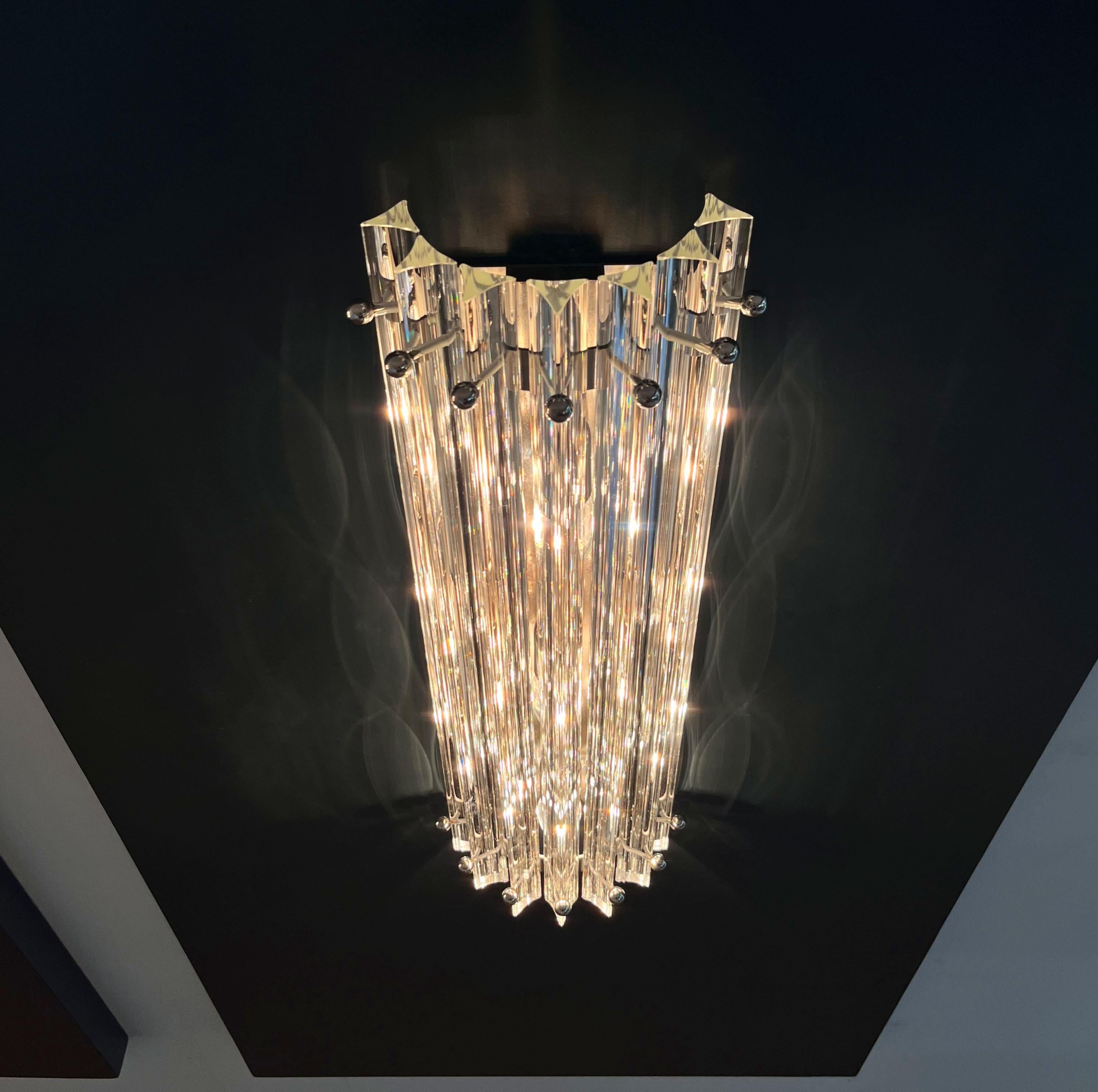 Coppia di applique vintage di Murano - triedri trasparenti - modello a colonna in vendita 10