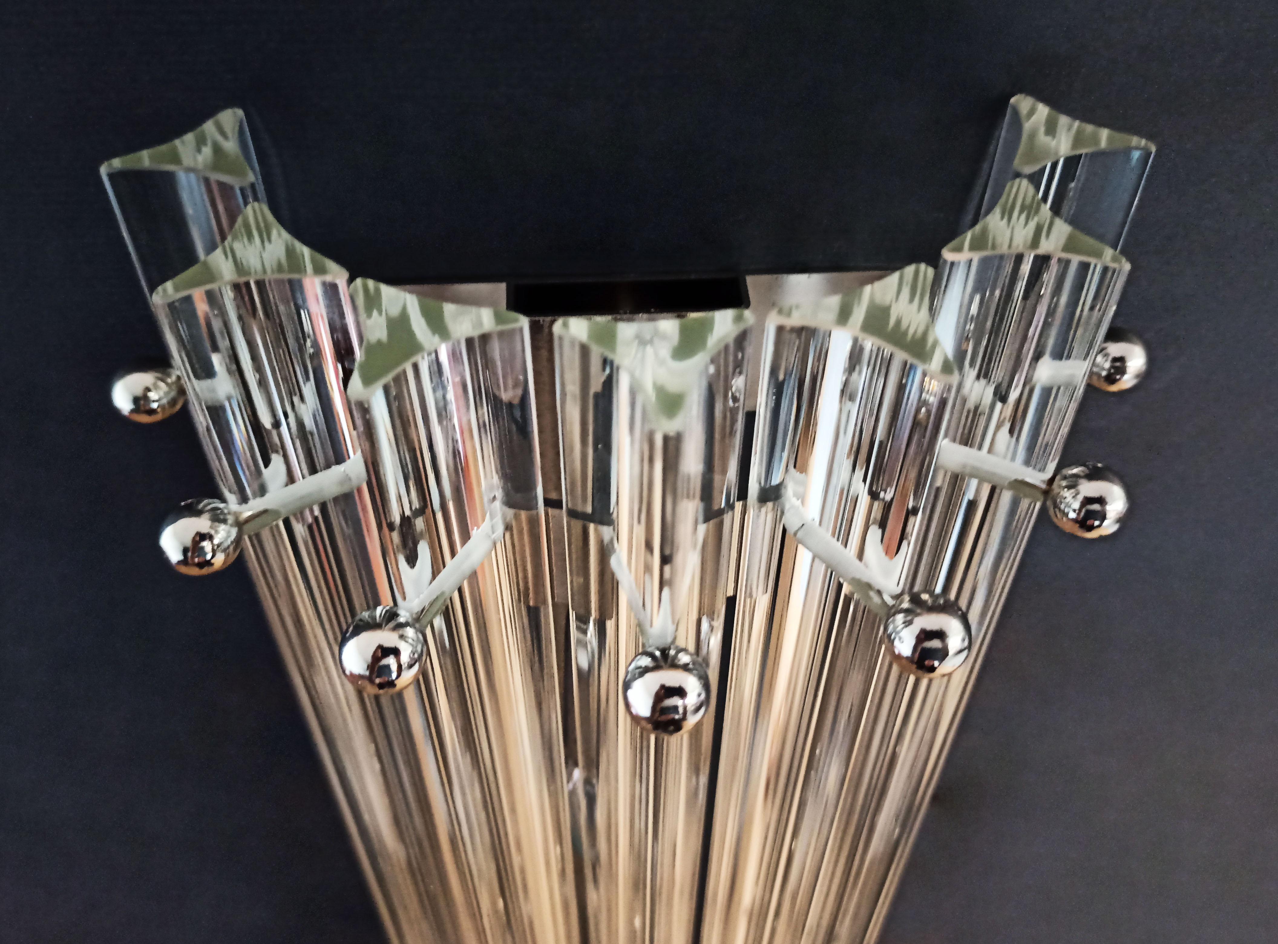 Pair of vintage Murano wall sconce – clear triedri - Column model For Sale 11