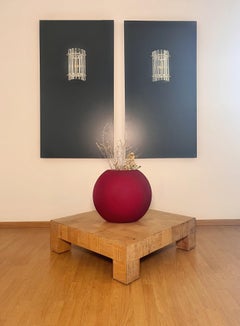 Pair of vintage Murano wall sconce – clear triedri -Column model