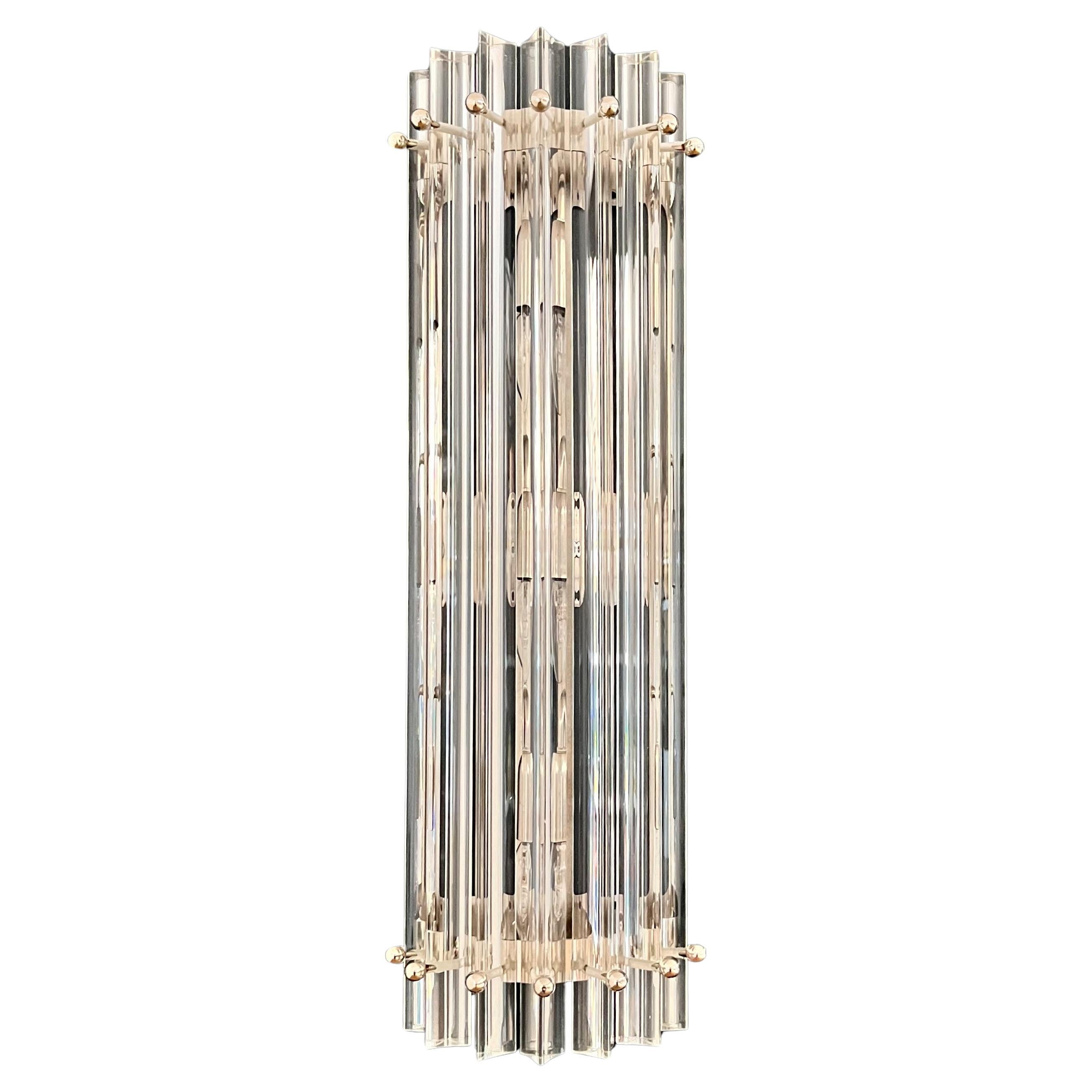 Coppia di applique vintage di Murano - triedri trasparenti - modello a colonna