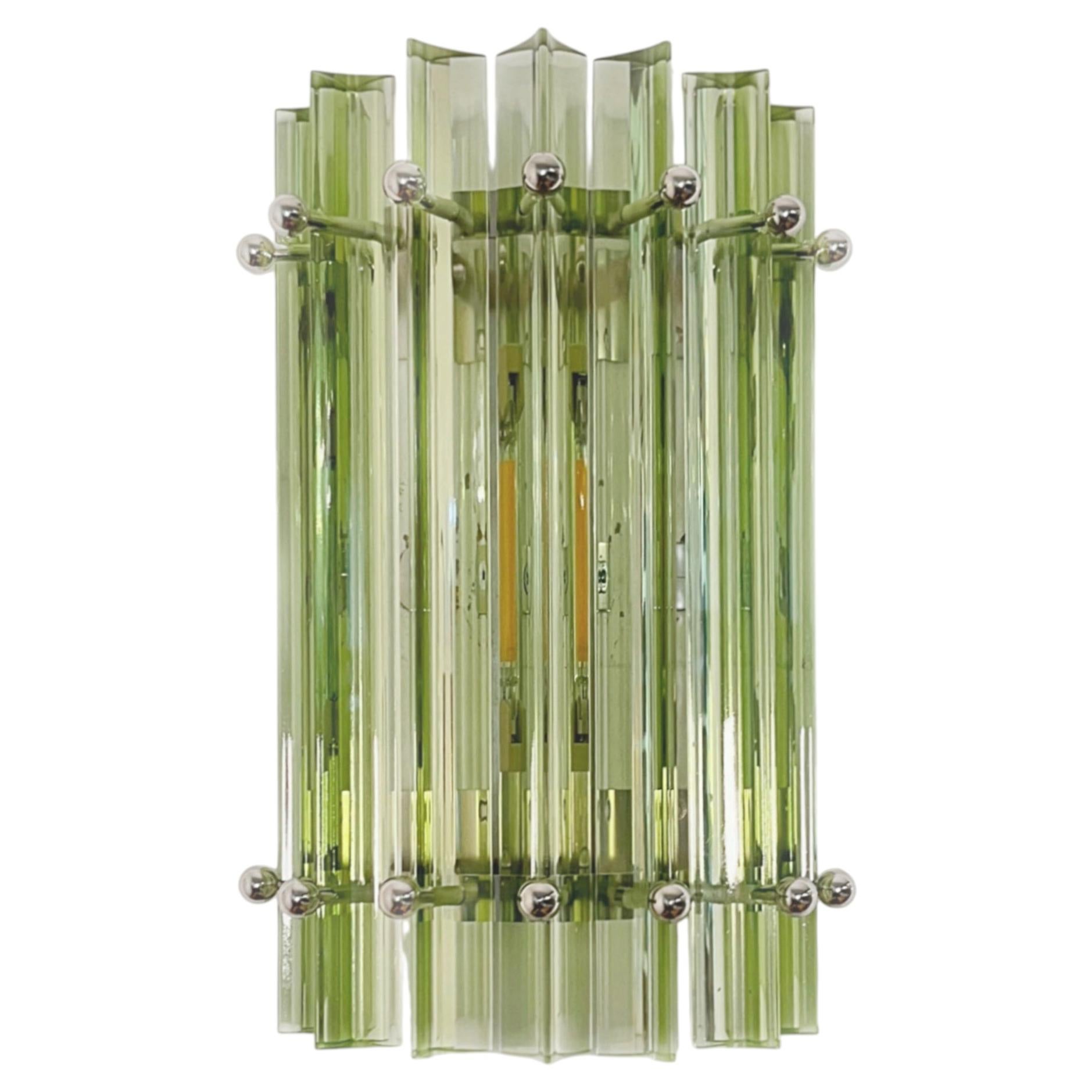 Pair of vintage Murano wall sconce - green triedri - Column model
