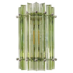 Coppia di applique vintage di Murano - triedri verdi - modello a colonna