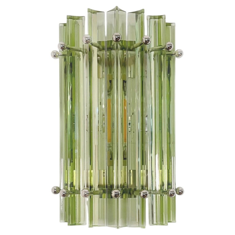 Pair of vintage Murano wall sconce - green triedri - Column model
