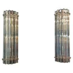 Pair of vintage Murano wall sconce – iridescent triedri glass