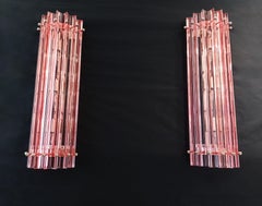 Paar Vintage Murano Wandleuchter:: Rosa Triedri:: Säule Mariangela Modell