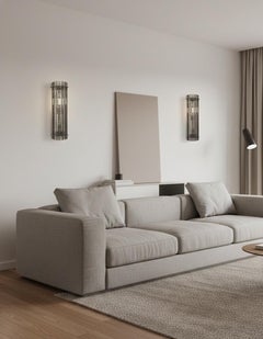 Pair of vintage Murano wall sconce – smoked triedri - Column model