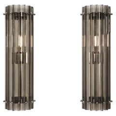 Pair of vintage Murano wall sconce – smoked triedri - Column model