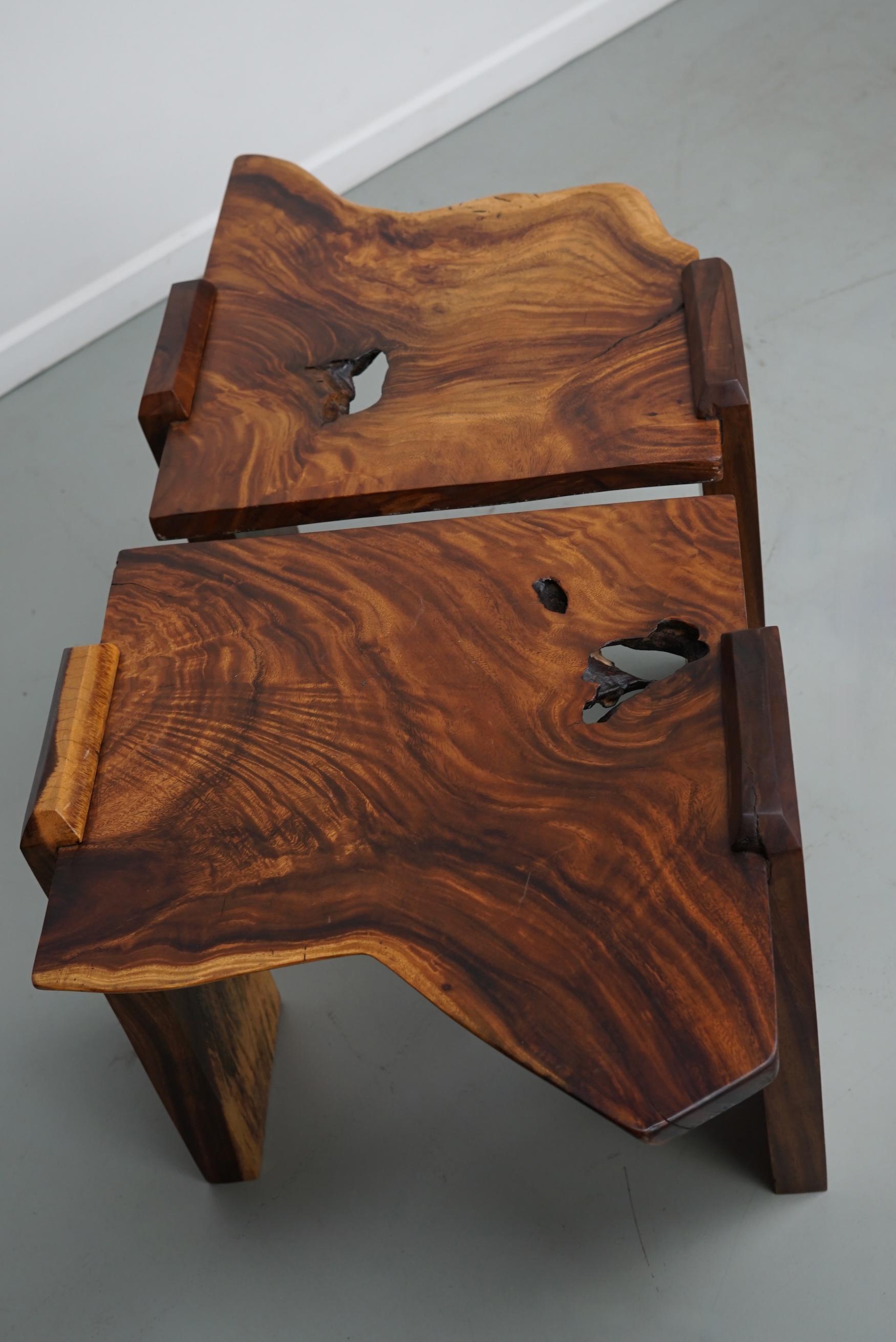 Pair of Vintage Natural Coffee Tables in Walnut, ca 1970/1980 For Sale 6