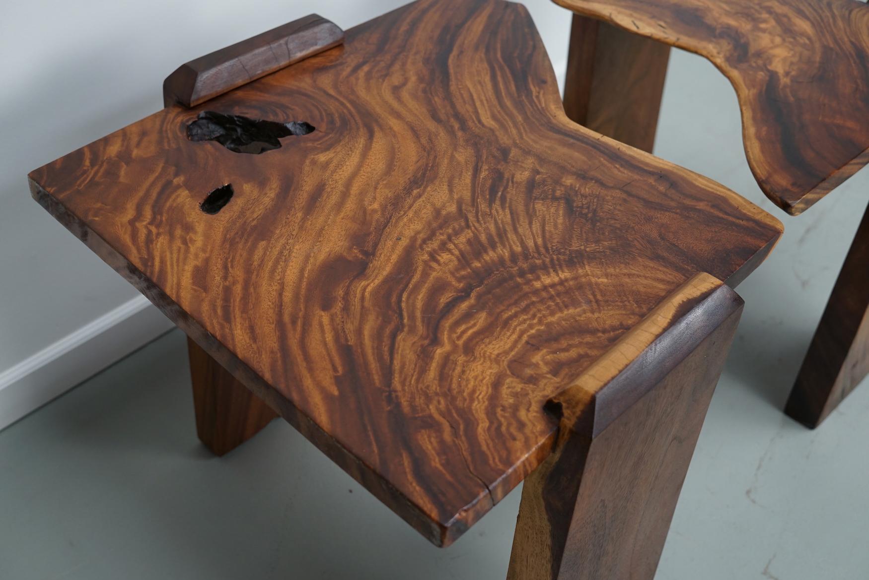 Pair of Vintage Natural Coffee Tables in Walnut, ca 1970/1980 For Sale 8