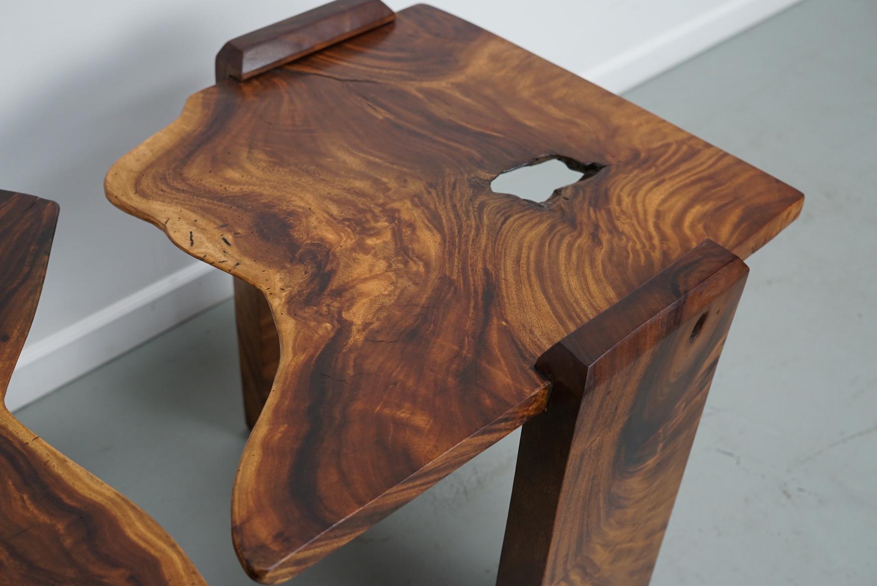 Pair of Vintage Natural Coffee Tables in Walnut, ca 1970/1980 For Sale 9
