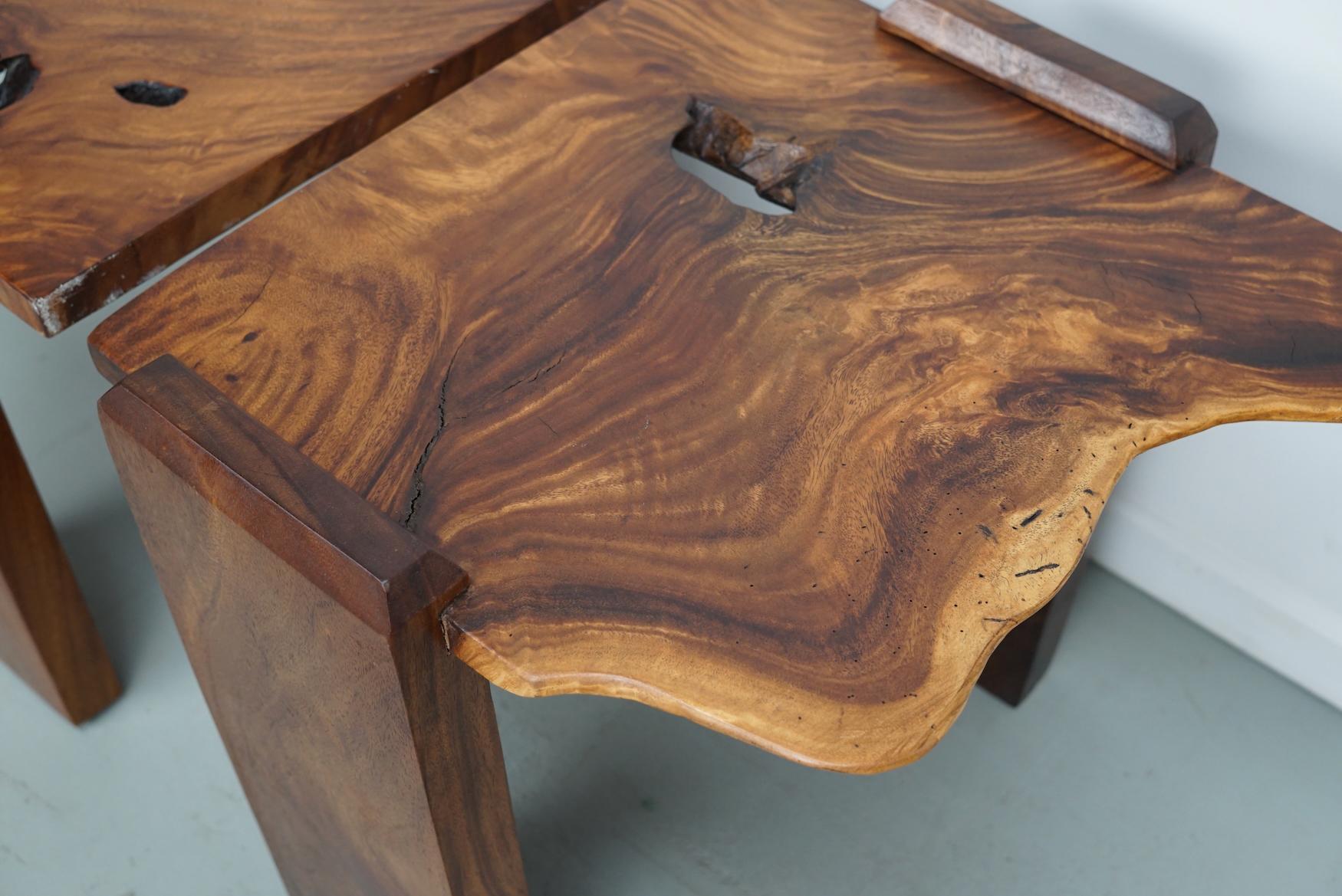 Dutch Pair of Vintage Natural Coffee Tables in Walnut, ca 1970/1980 For Sale