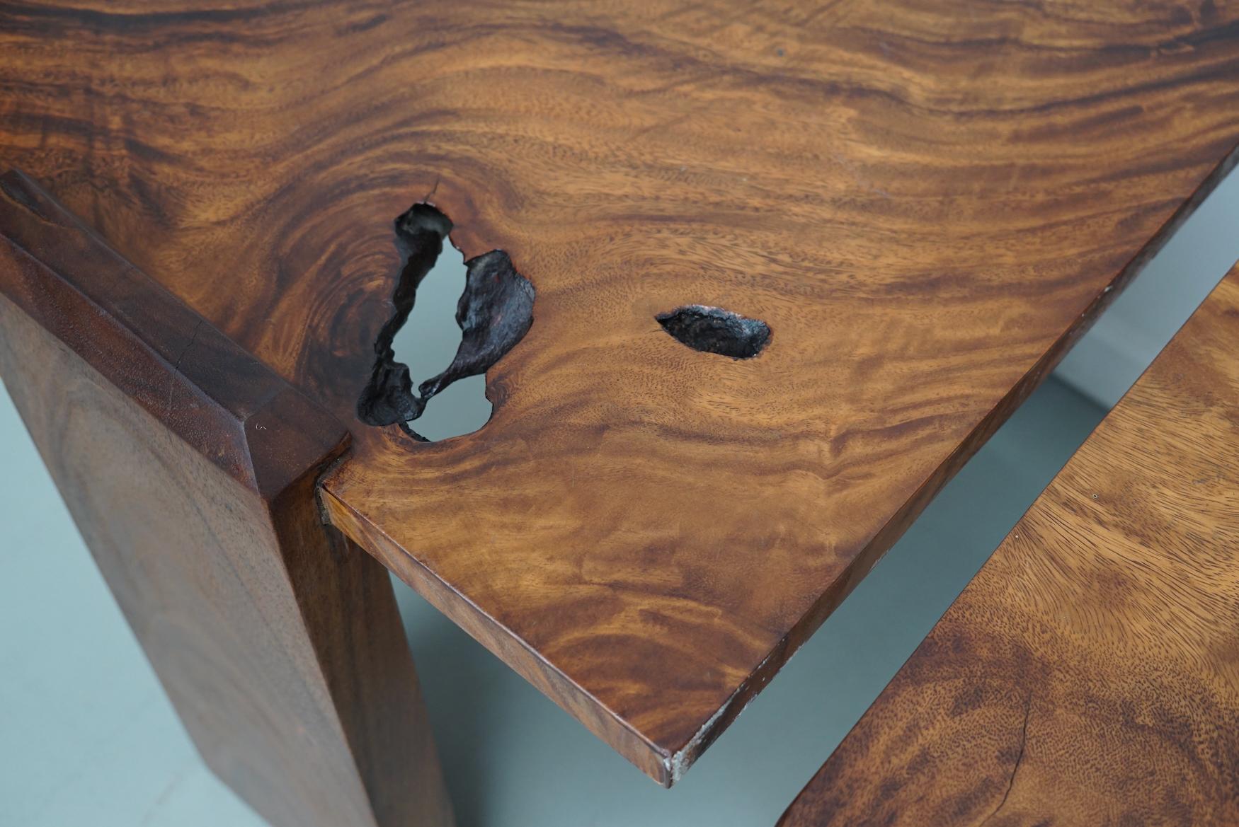 Late 20th Century Pair of Vintage Natural Coffee Tables in Walnut, ca 1970/1980 For Sale