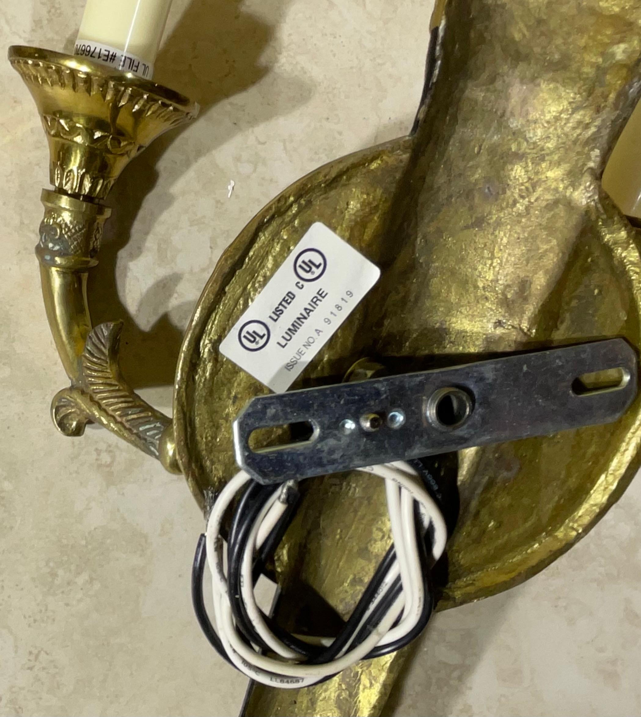 20th Century Pair of Vintage Neoclassical Bronze & Patinated Sconces - A Timeless Statement For Sale