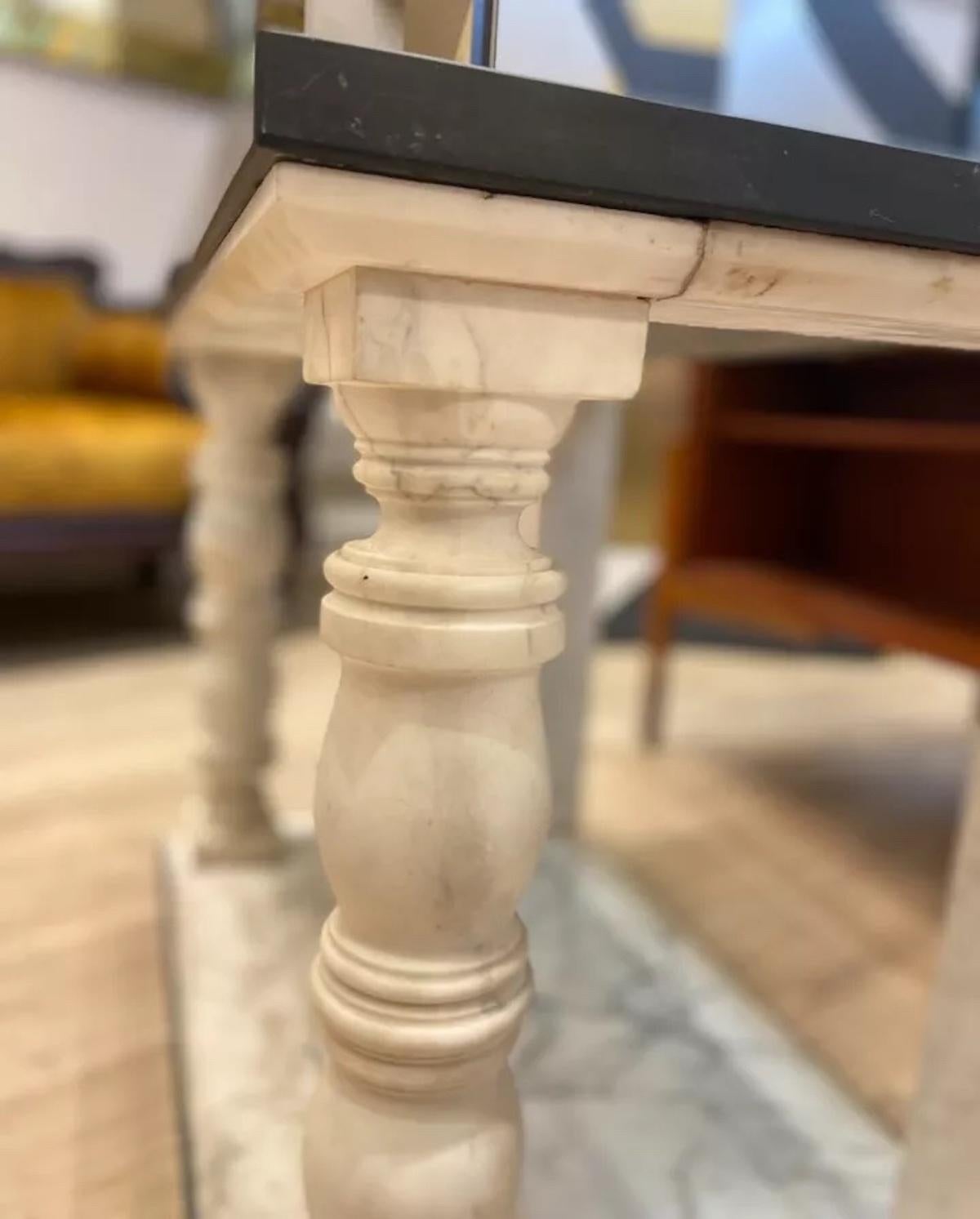 Pair of vintage neoclassical style marble and slate side tables For Sale 1