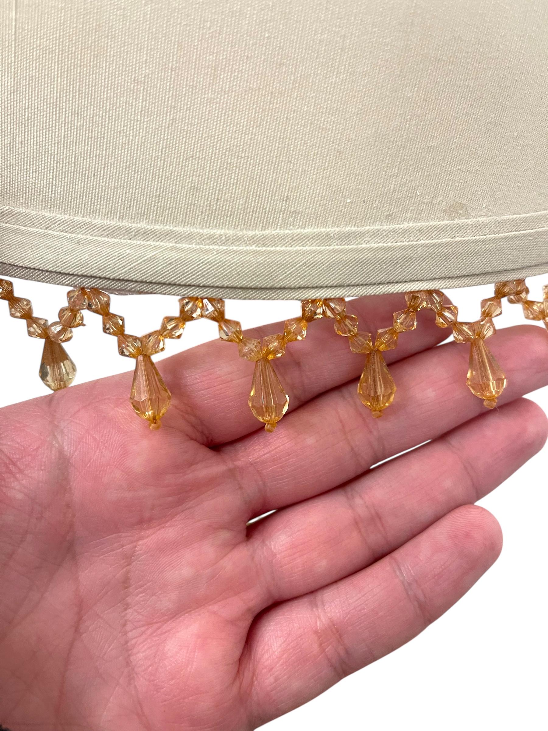 Pair of Vintage Neoclassical Table Lamps w/ Ornate Metal Bases and Fabric Shade. For Sale 3